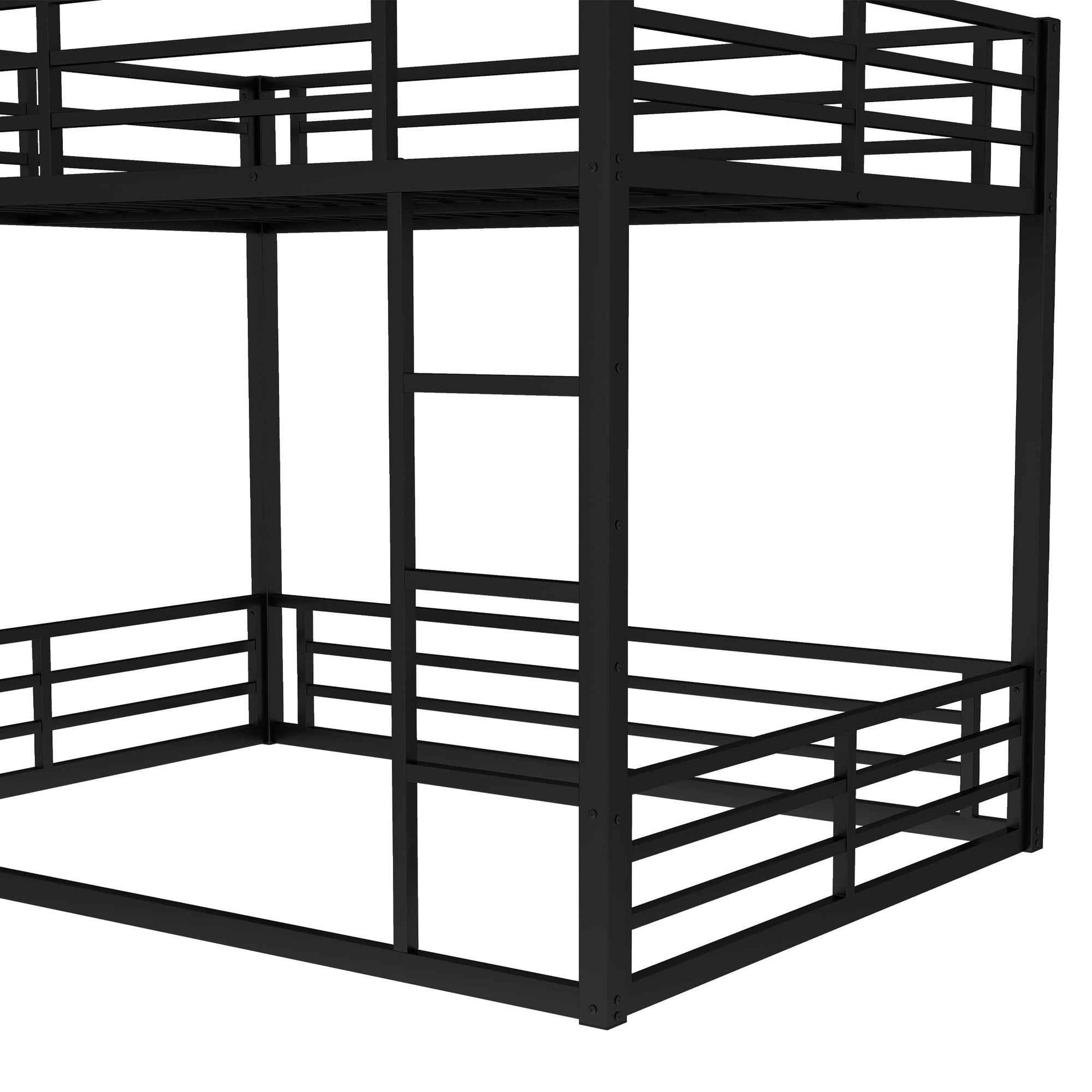 Metal Queen over Queen Bunk Bed for Teens and Adults,Space-Saving/Noise Reduced/No Box Spring Needed,Black