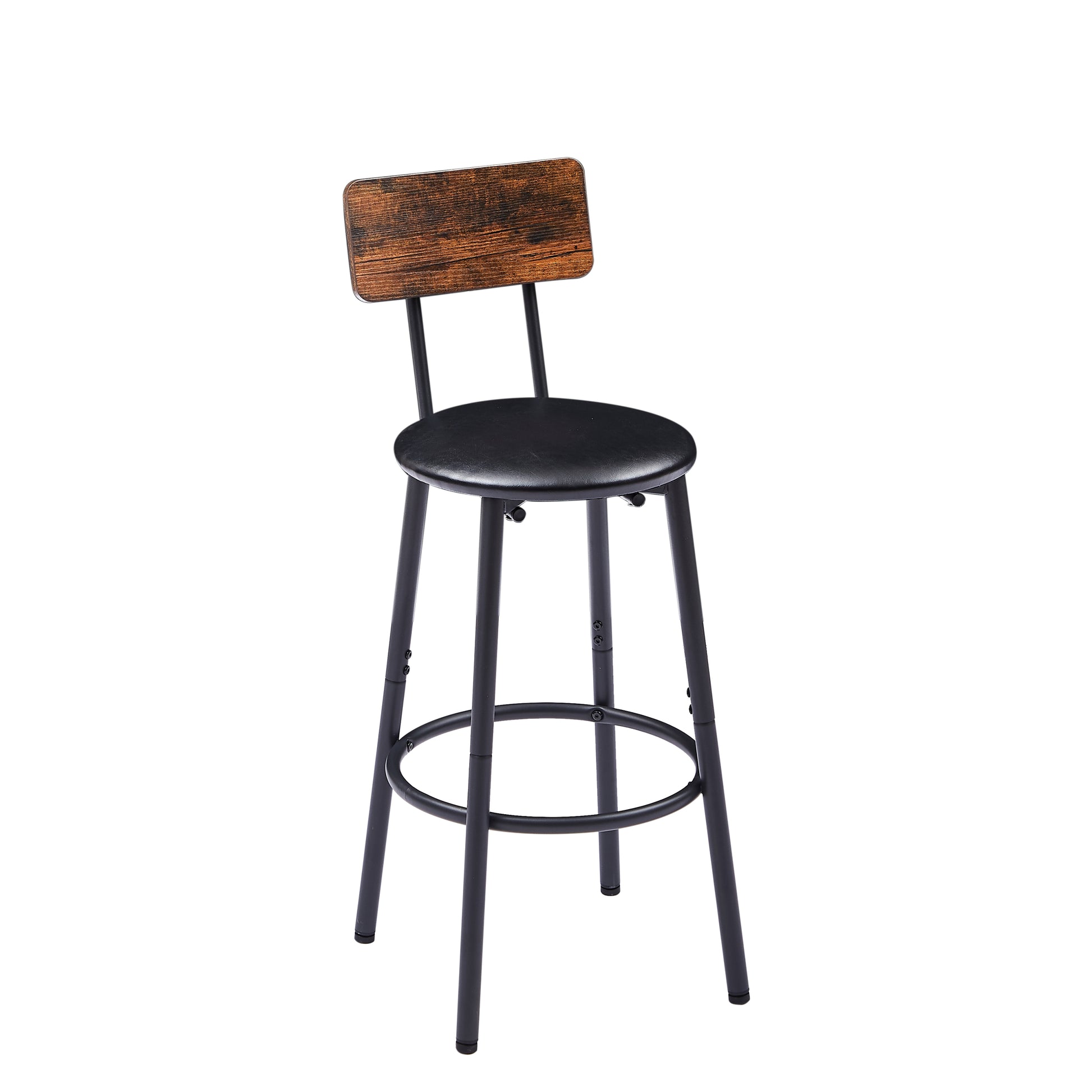 Bar Table Set with 2 Bar stools PU Soft seat with backrest, Rustic Brown, 43.31'' L x 15.75'' W x 35.43'' H. - Abrihome