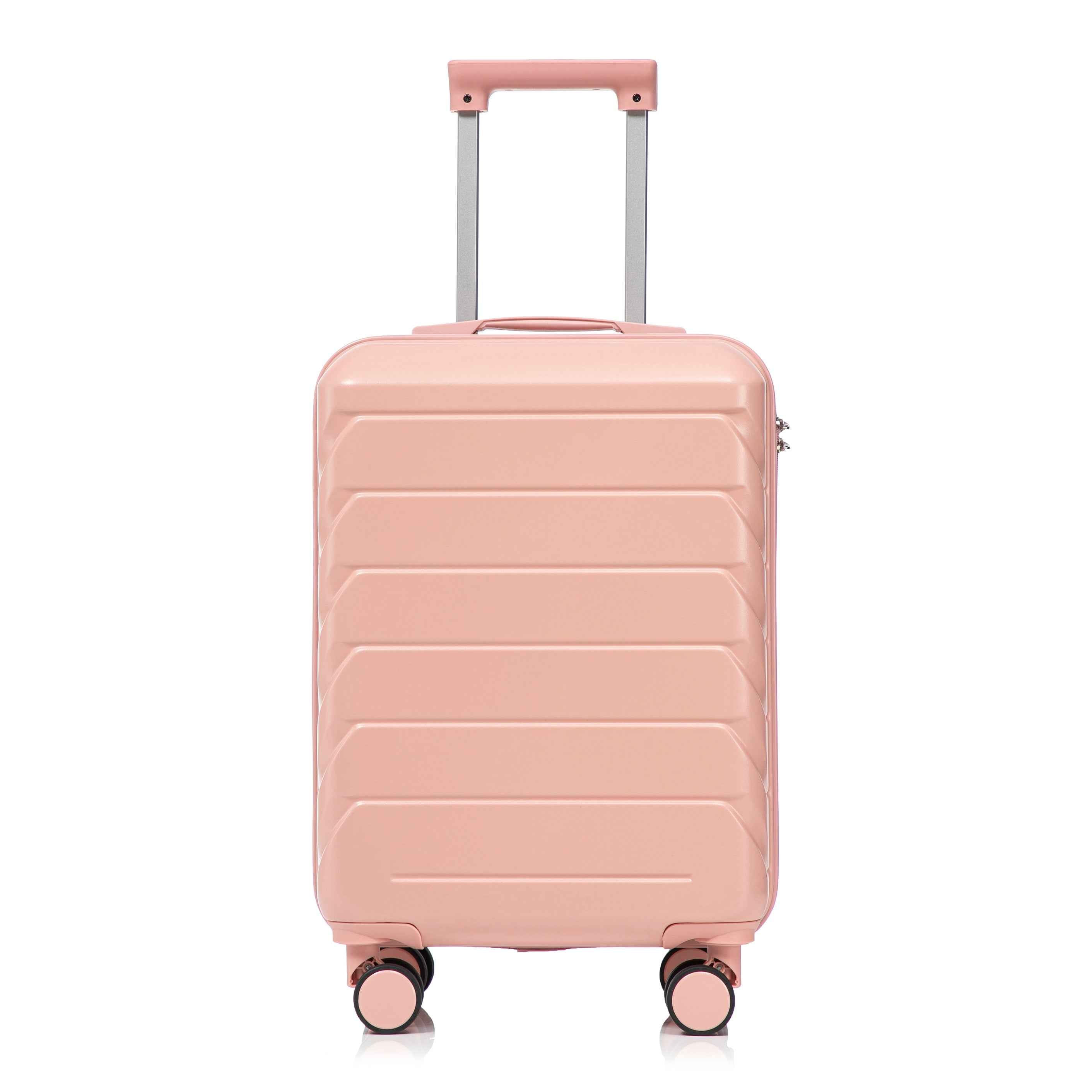 14'/20' 2 pcs/set in ABS Spinner Wheel Luggage, with Combination Lock,14' Cosmetic Case (Pink)