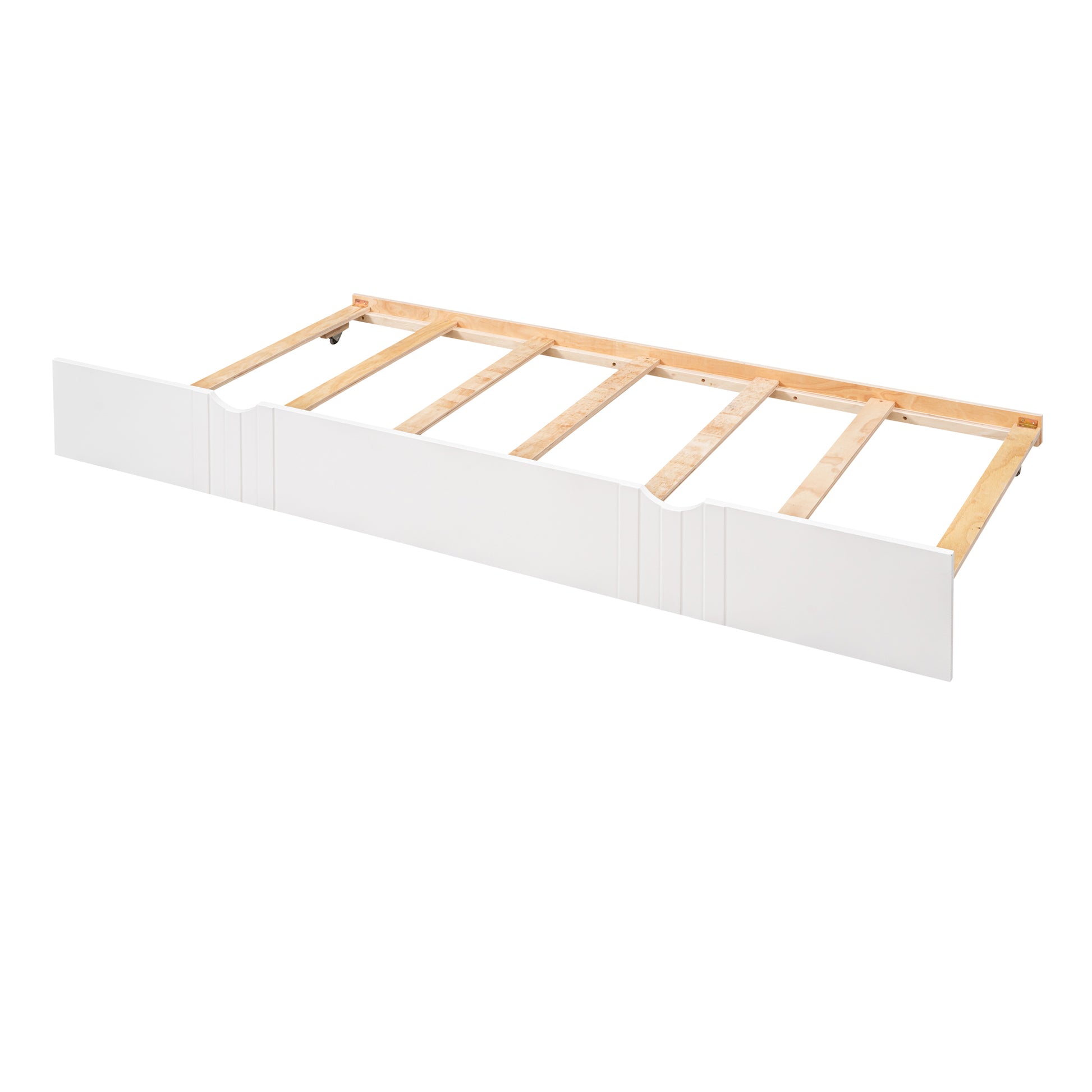 Full Size Daybed Wood Bed with Twin Size Trundle,White - Abrihome