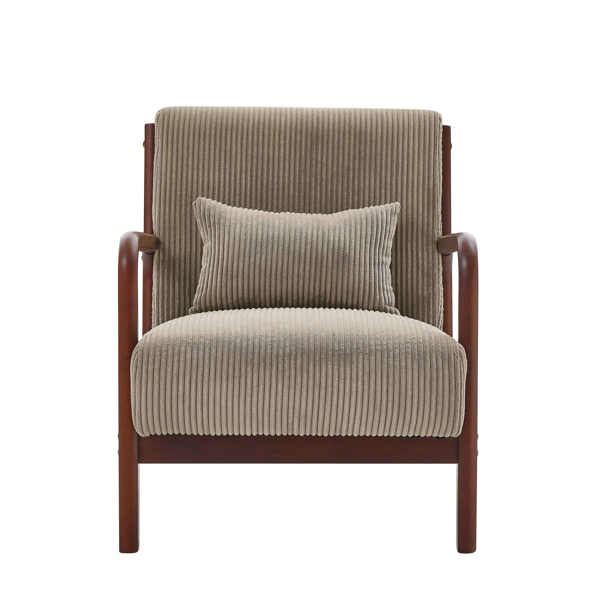 Corduroy Upholstered Wooden Armchair