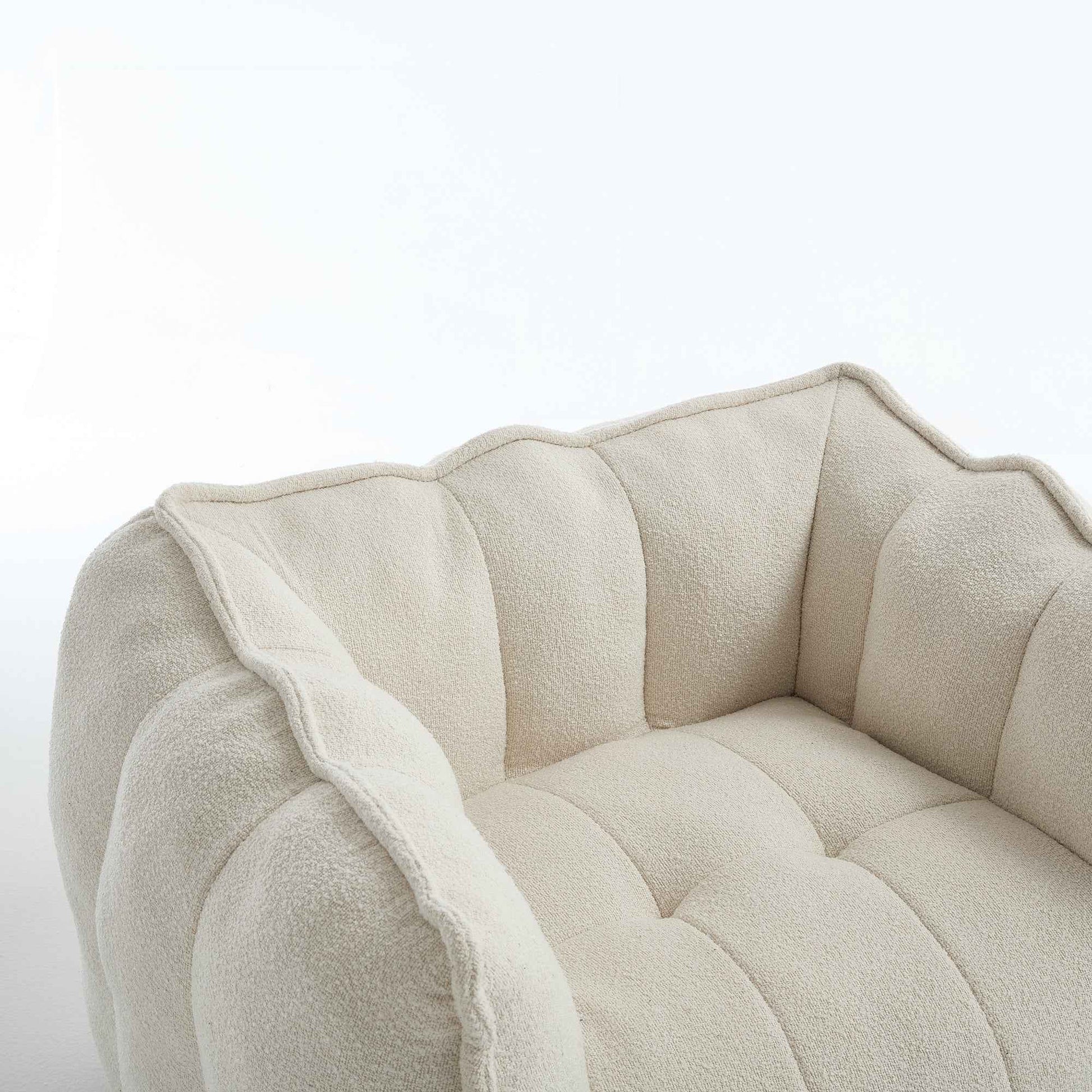 Soft Chenille Bean Bag Chair with High Resilient Foam for Living Room and Bedroom, Comfortable Square Lazy Sofa with Footstool for Adults