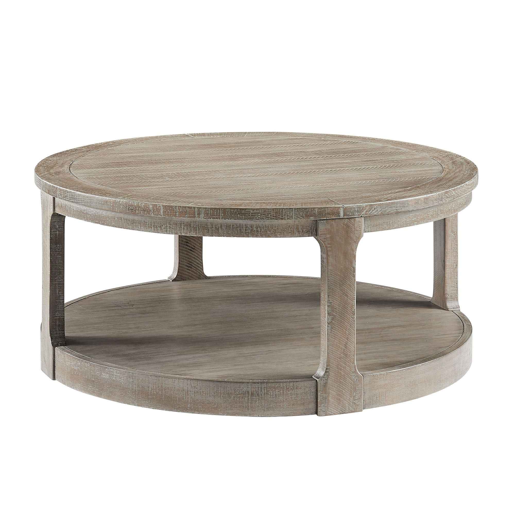 40inch Large Curved 2 Tier Traditional Round Circle Wooden Center Coffee Table,Rounded Table with Wheels,Mid Century Rustic Style Table for living Room,Office,Apartment,Light Brown