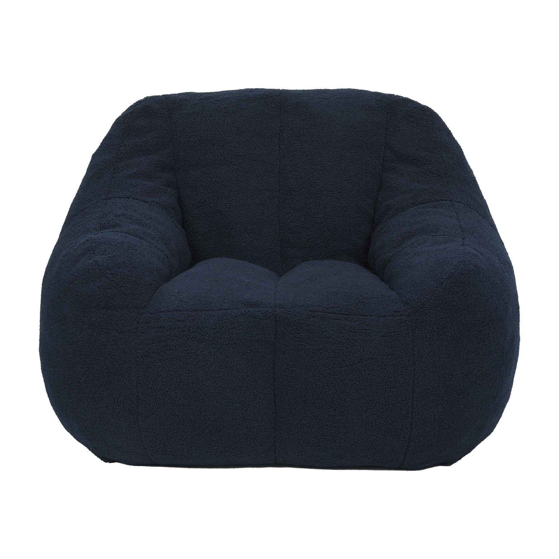 Comfy Bean Bag Chair with Memory Foam Filler – Tufted Soft Stuffed Bean Bag Sofa for Dorm, Apartment, or Living Room – Dark Blue