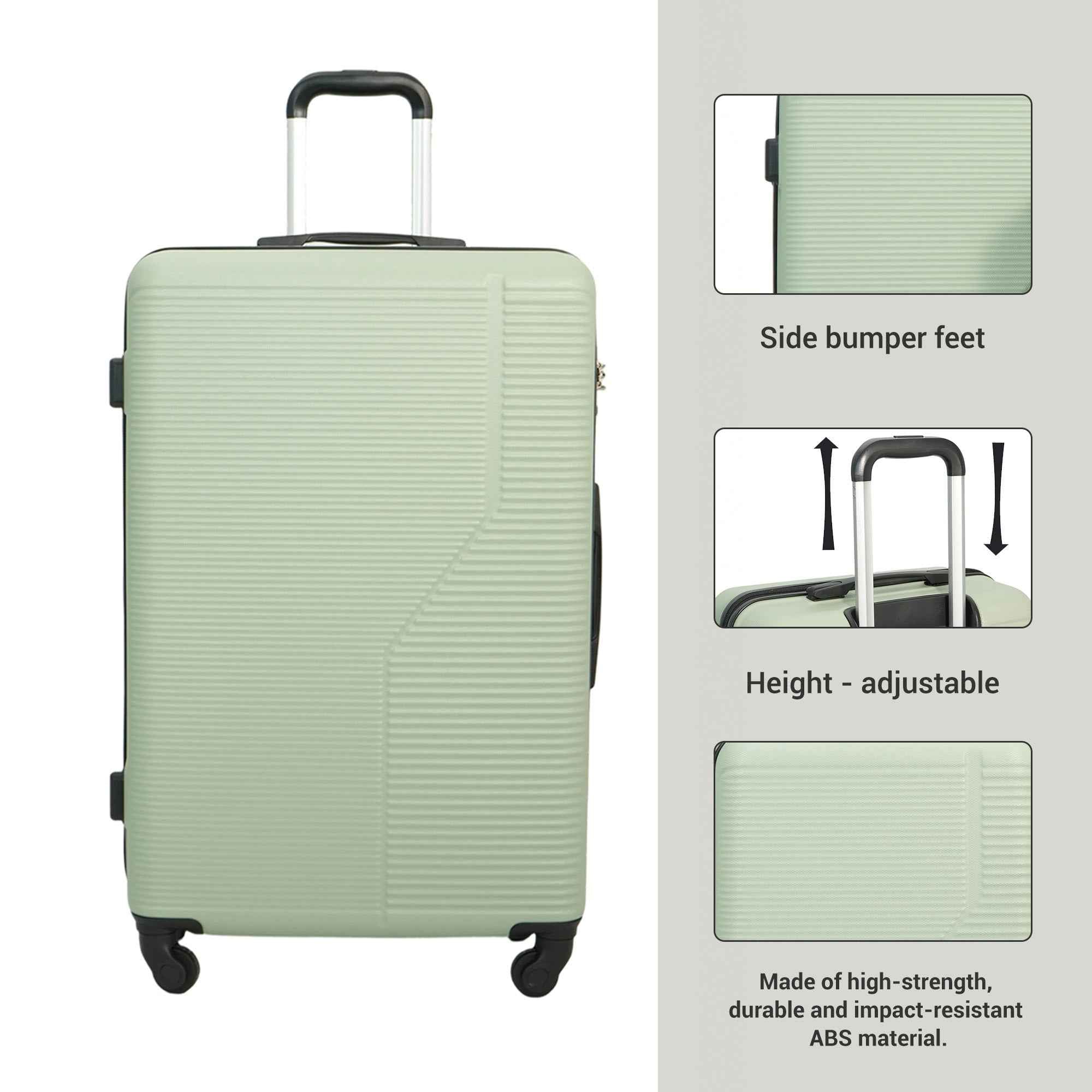 7-Piece Luggage Set ABS Lightweight & Durable Suitcase with Spinner Wheels, TSA Lock, (20/24/28), Green