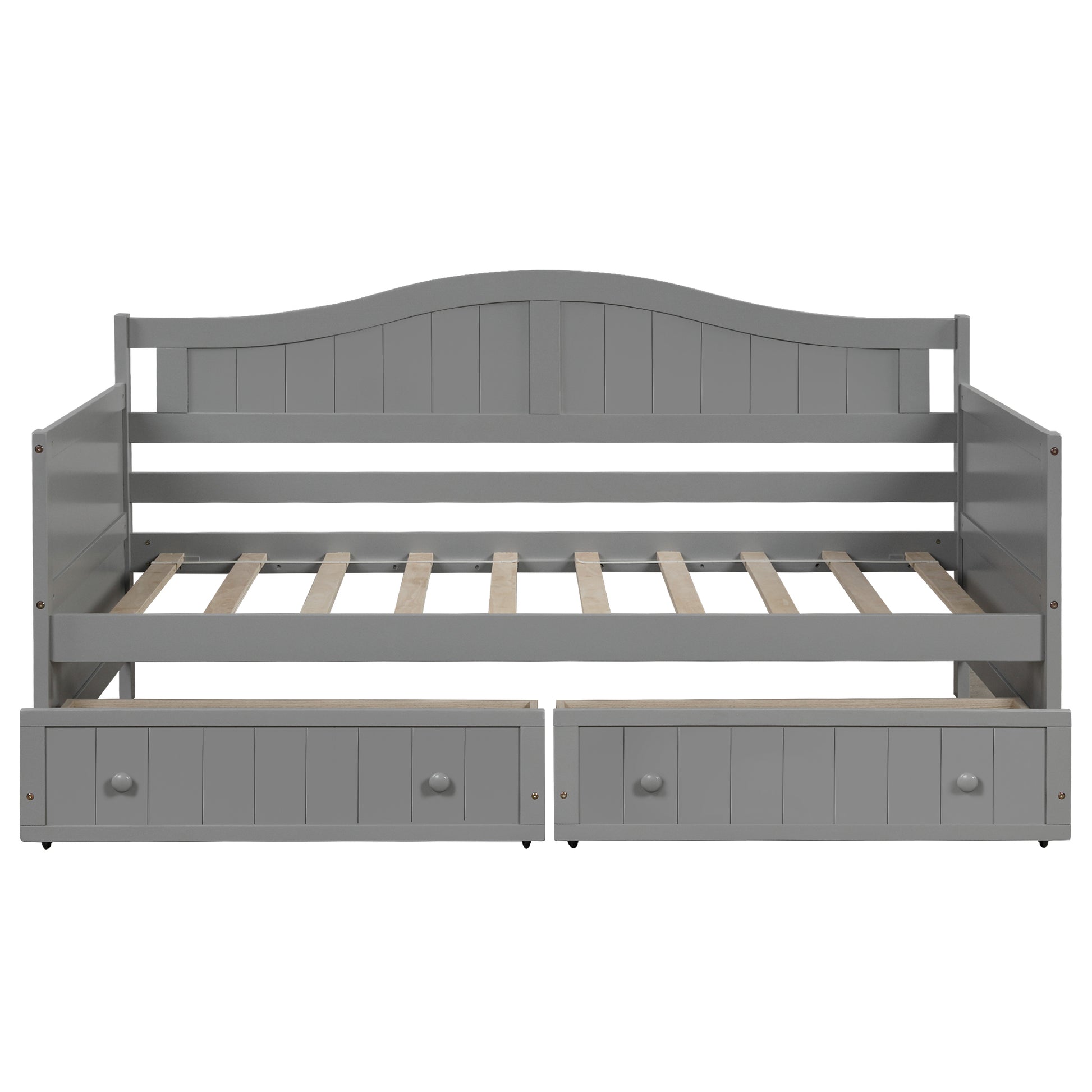 Twin Wooden Daybed with 2 drawers, Sofa Bed for Bedroom Living Room,No Box Spring Needed,Gray - Abrihome