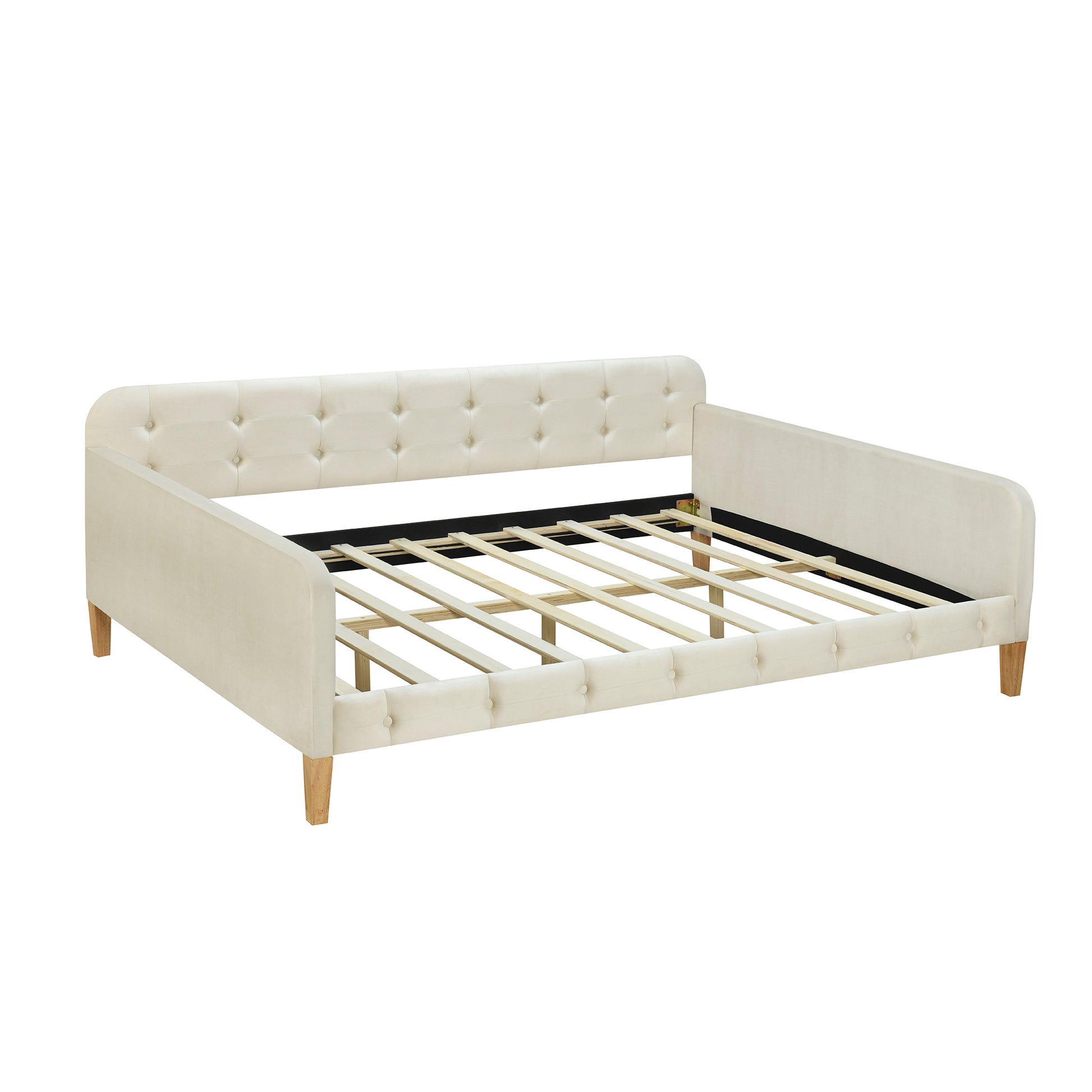 Full Size Upholstered Daybed with 4 Support Legs,White - Abrihome