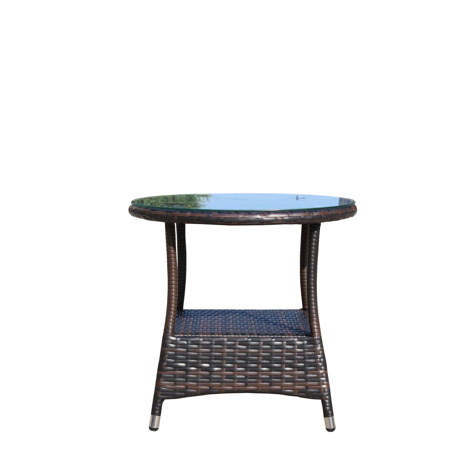 Outdoor patio Furniture 1 Round Coffee Table with clear tempered glass