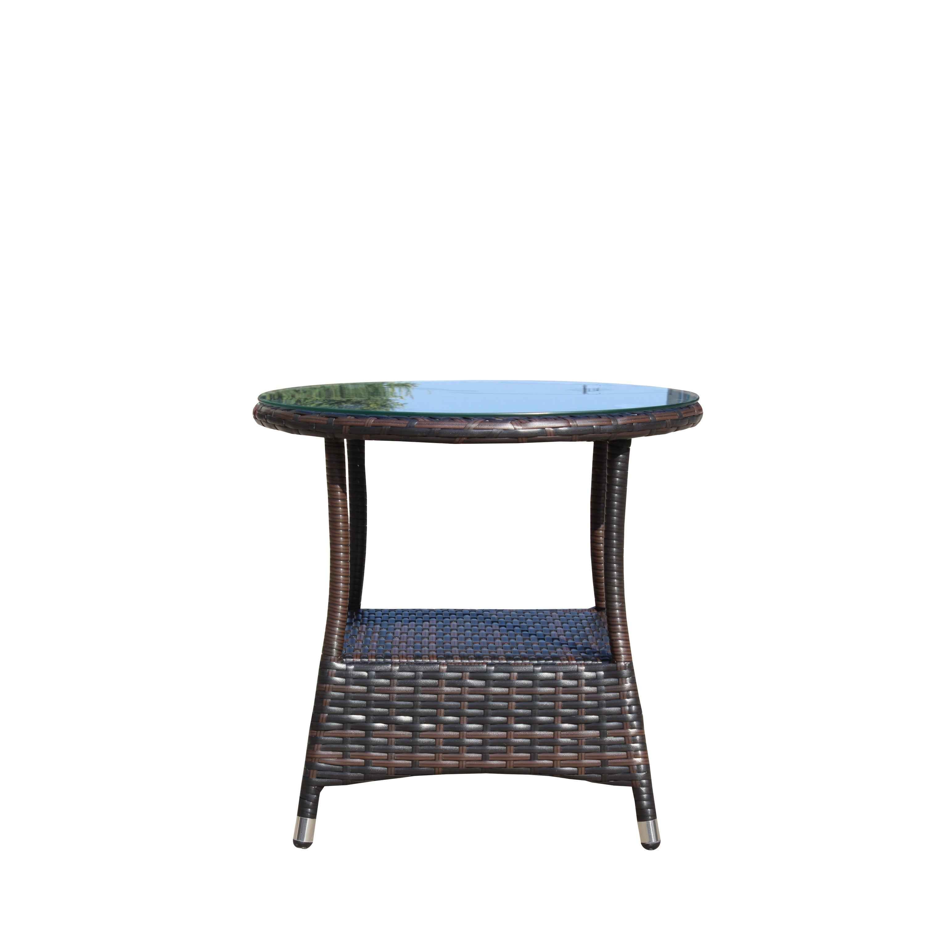 Outdoor patio Furniture 1 Round Coffee Table with clear tempered glass