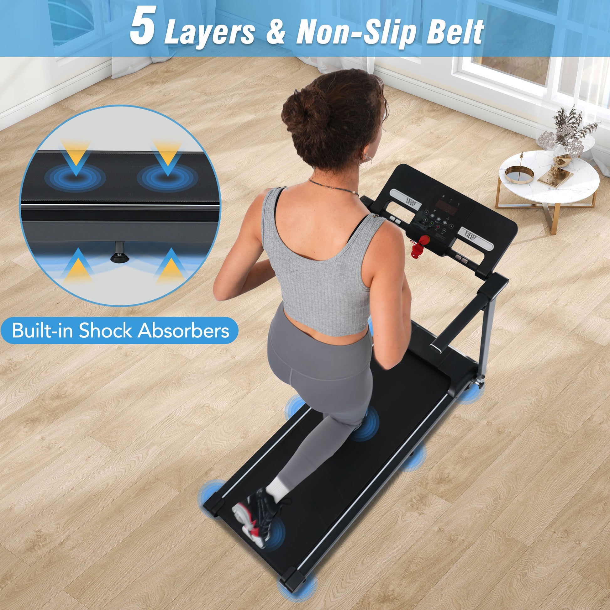 NEW Folding Treadmills Walking Pad Treadmill for Home Office -2.5HP Walking Treadmill With Incline 0.5-7.5MPH 265LBS Capacity Treadmill for Walking Running - Abrihome
