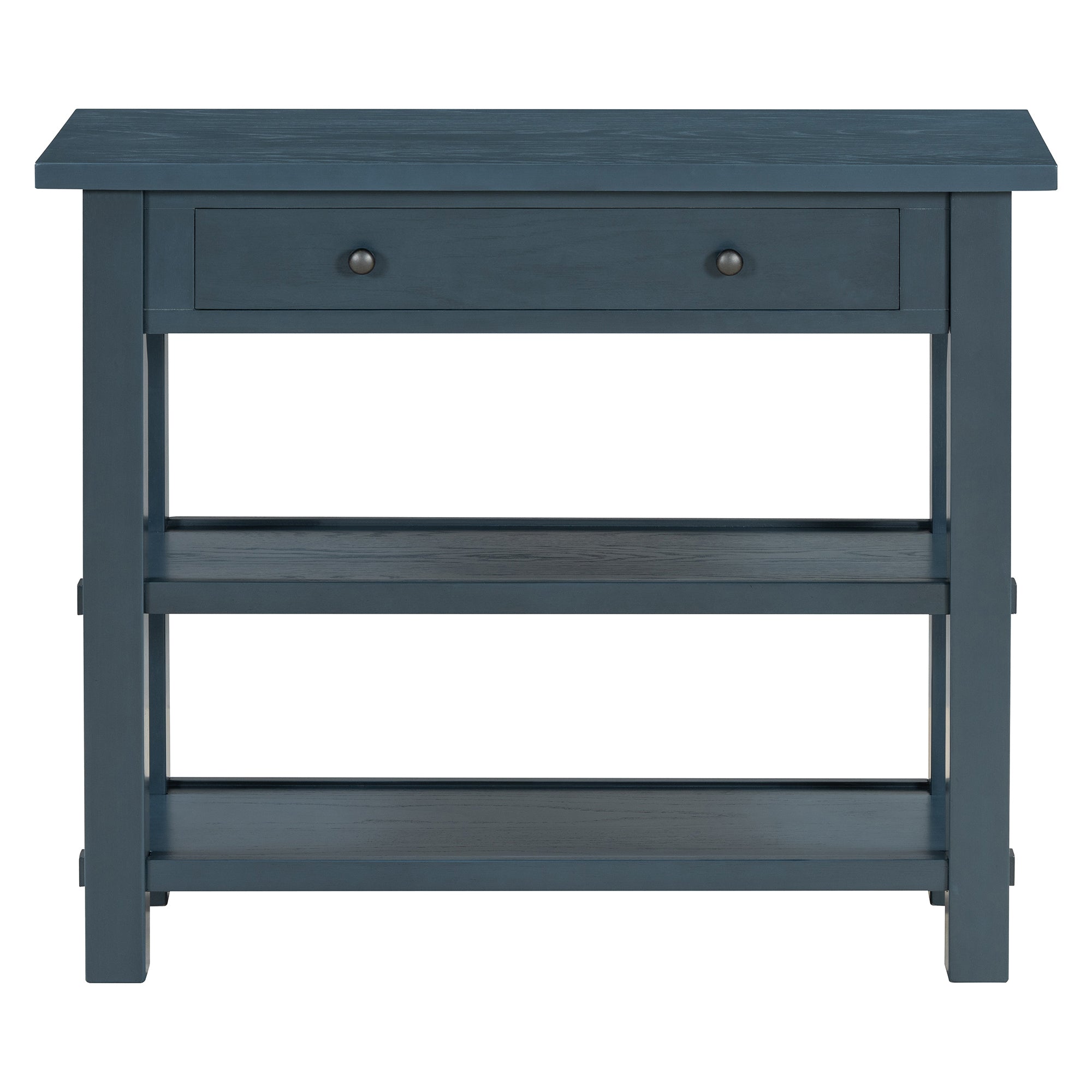 TREXM Retro Console Table with Drawer and Two Sturdy Shelves for Entryway, Living Room (Navy)