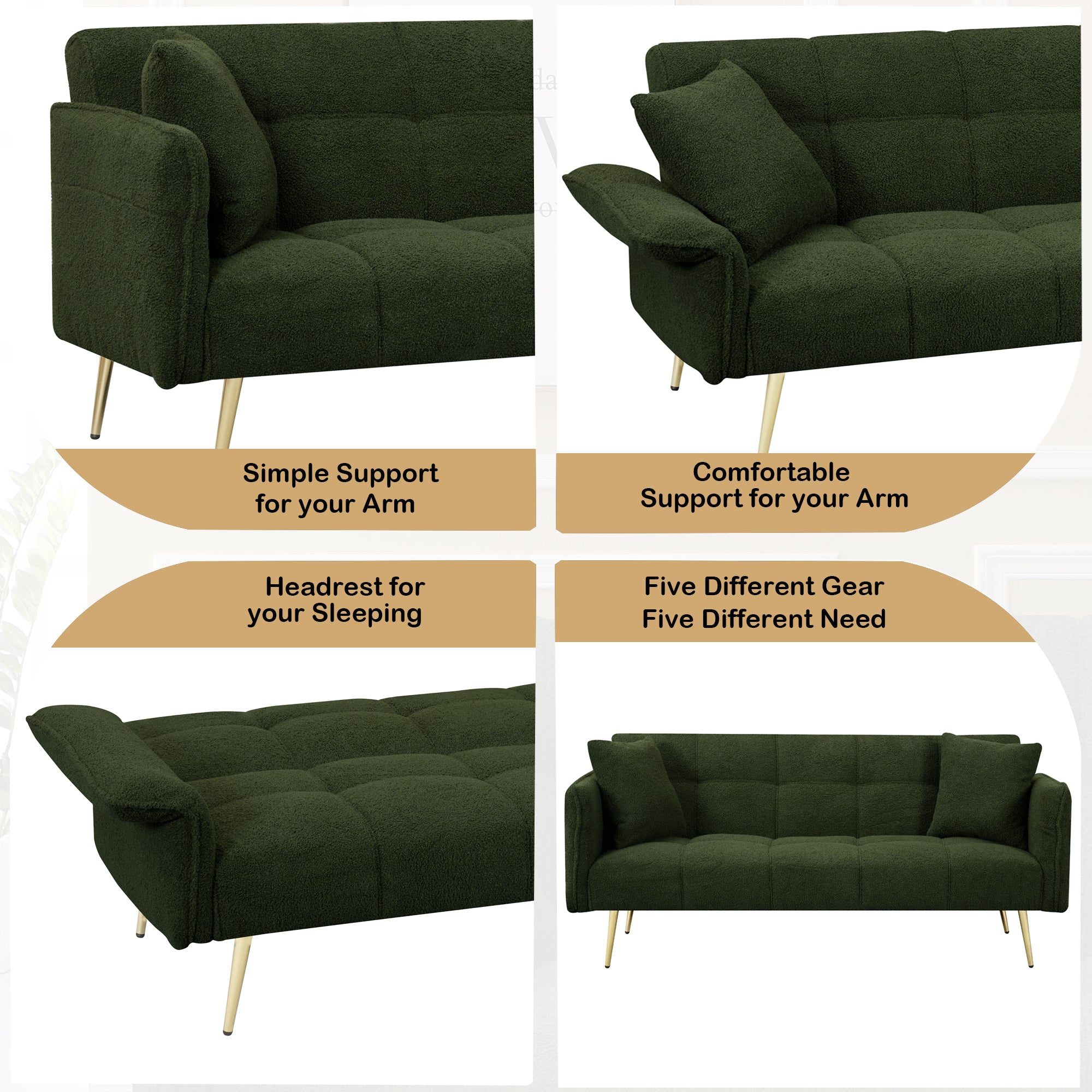 70.1 'futon sofa bed, convertible double sofa bed with folding armrests for living rooms and small Spaces - Abrihome