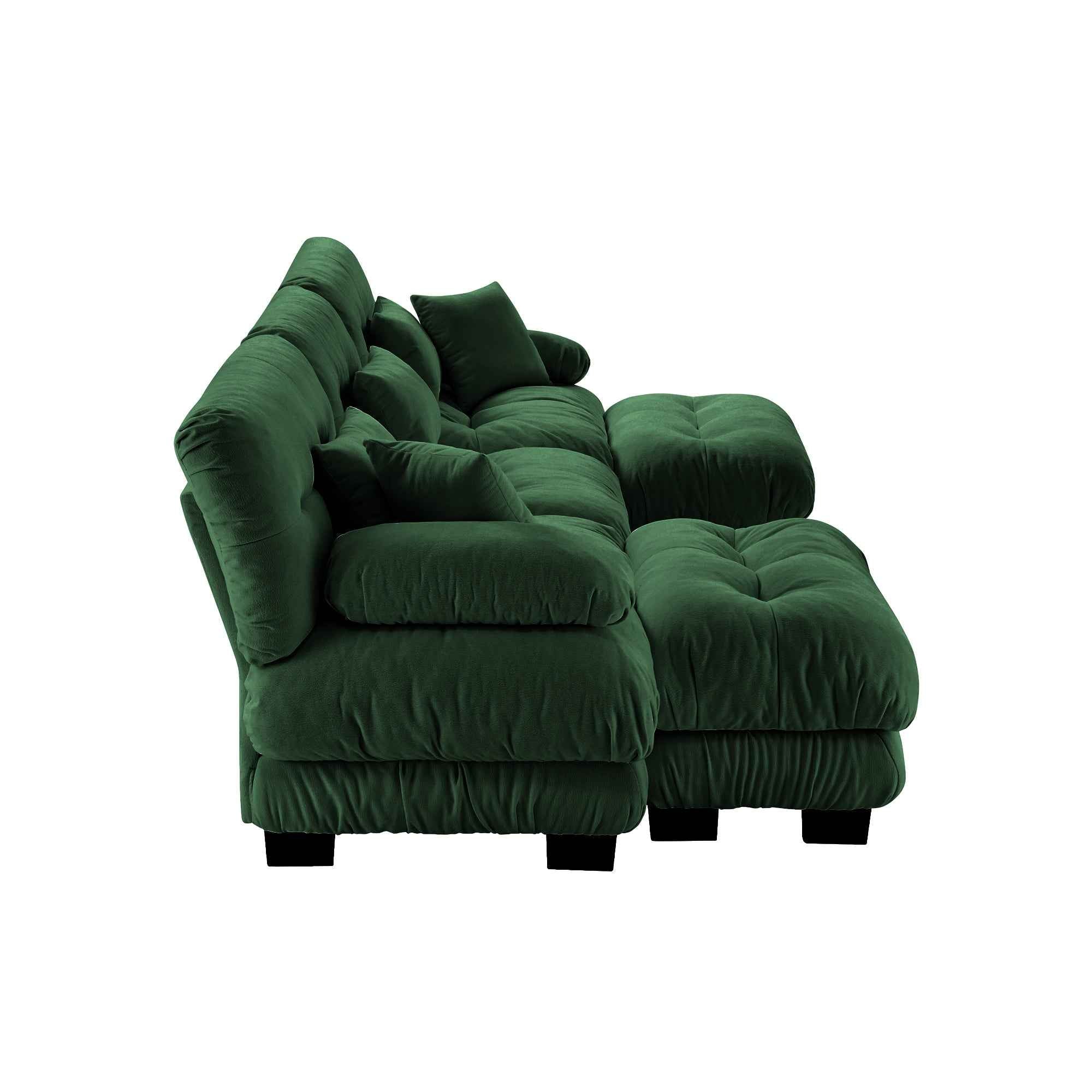 Luxury Modular Sectional Sofa Couch - Oversized U Shaped Cloud Couch for Living Room,Deep Seat Sofa Couch with 2 Ottomans ,Chenille Green