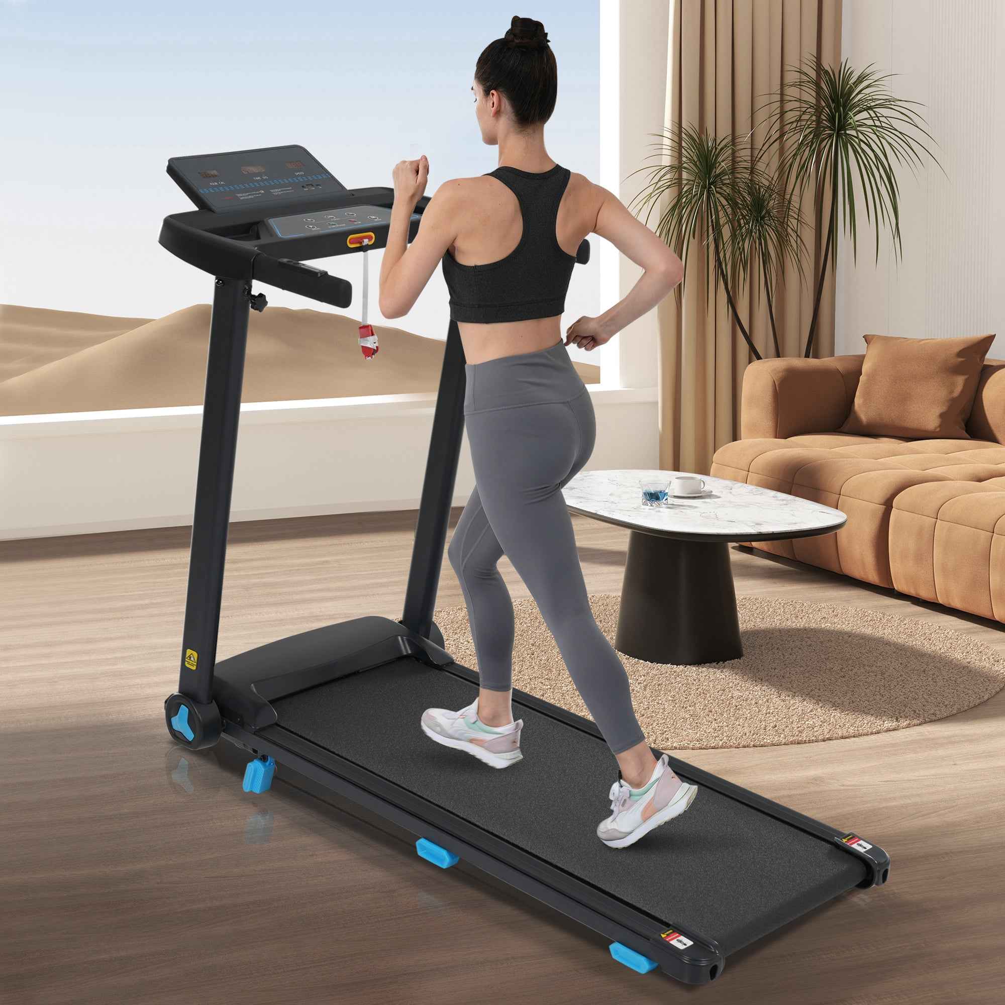 Folding Treadmills for Home Small, 3.0HP Portable Treadmill with 8% Incline,10MPH Walking Pad with Incline, 300 LBS Walking Pad Treadmills with Bluetooth, Heart Rate Sensors,Charge Station