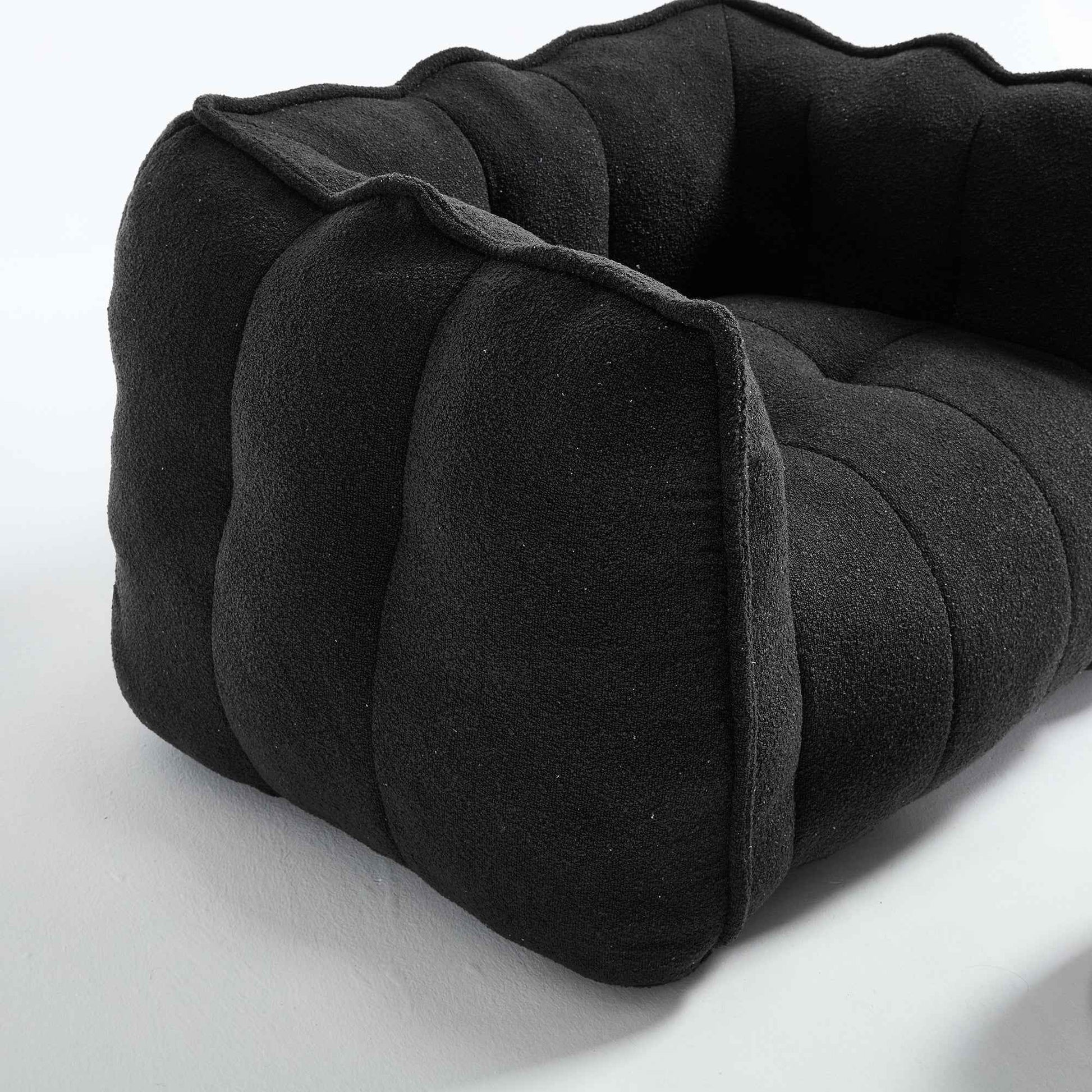 Soft Chenille Bean Bag Chair with High Resilient Foam for Living Room and Bedroom, Comfortable Square Lazy Sofa with Footstool for Adults