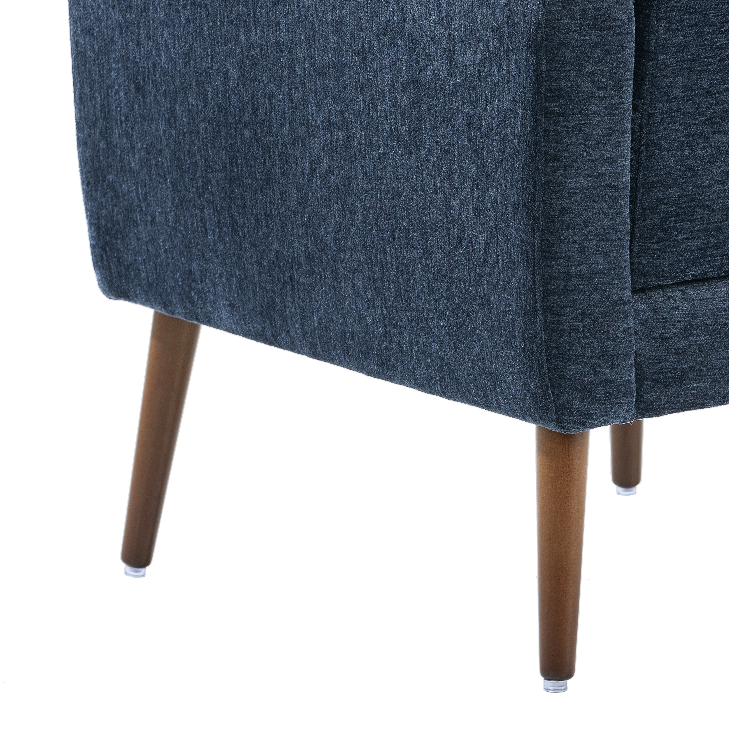 Modern Accent Chair,Chenille Arm Chairs for Living Room,Upholstered Mordern Armchair,Comfy Soft Padded Lounge Chair in Small Space, Bedroom, w/Pillow, Solid Wood Leg (Dark Blue)