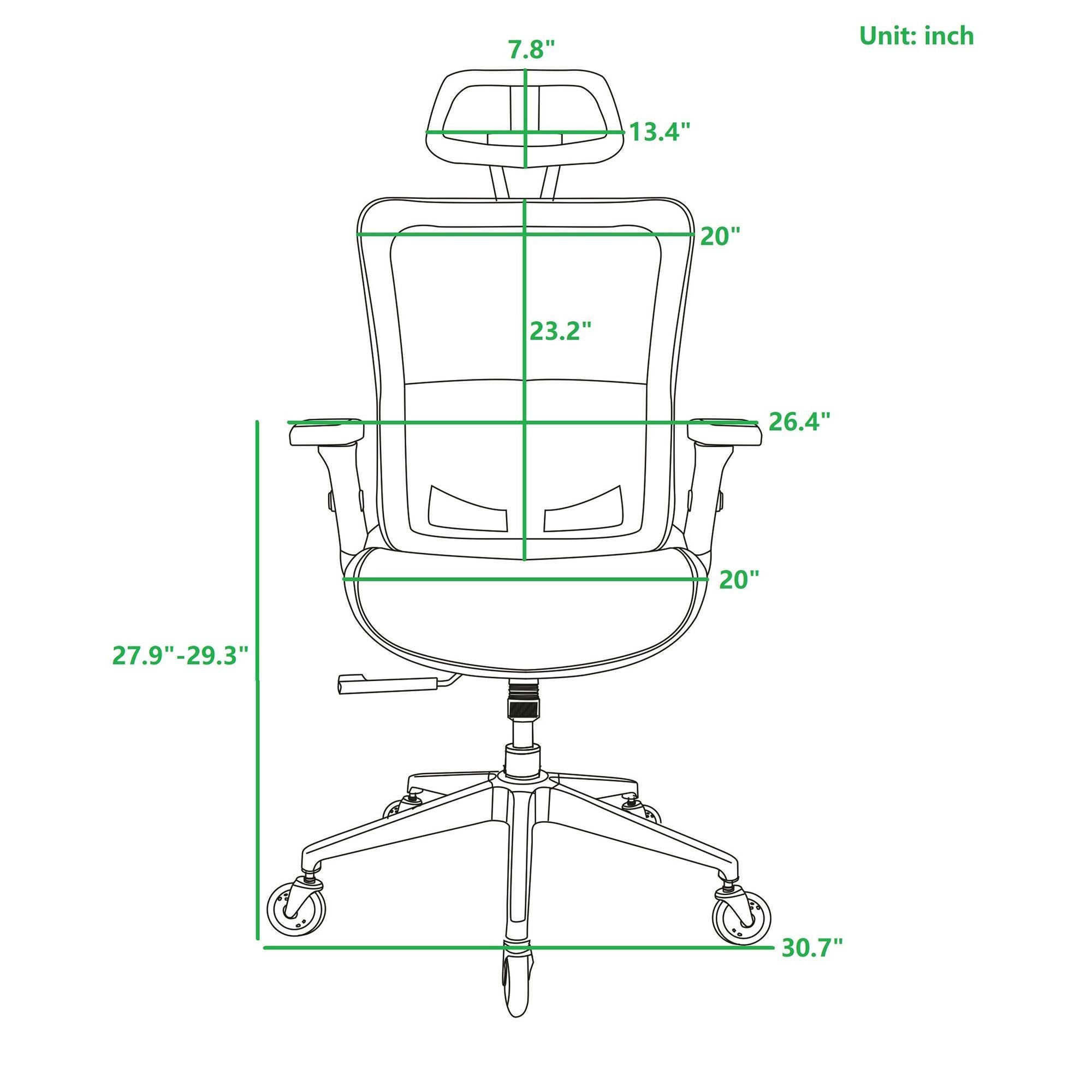 WHITE Ergonomic Mesh Office Chair, High Back - Adjustable Headrest with Flip-Up Arms, Tilt and lock Function, Lumbar Support and blade Wheels, KD chrome metal legs