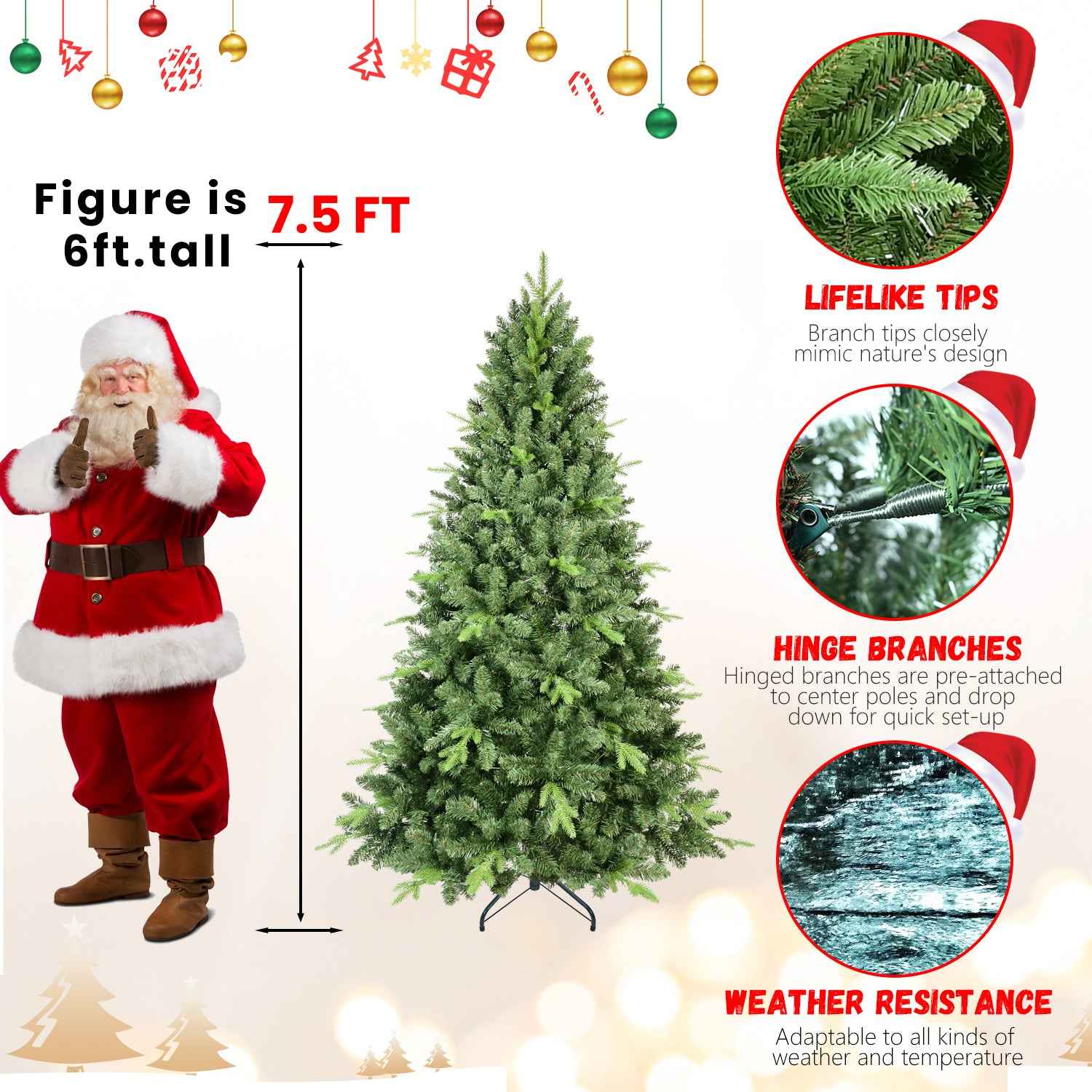 4FT Classic Christmas Tree with 636 PE+PVC Tips – Realistic Hinged Branches, Easy Assembly, Stable Metal Stand, Full Natural Look for Holiday Decorating