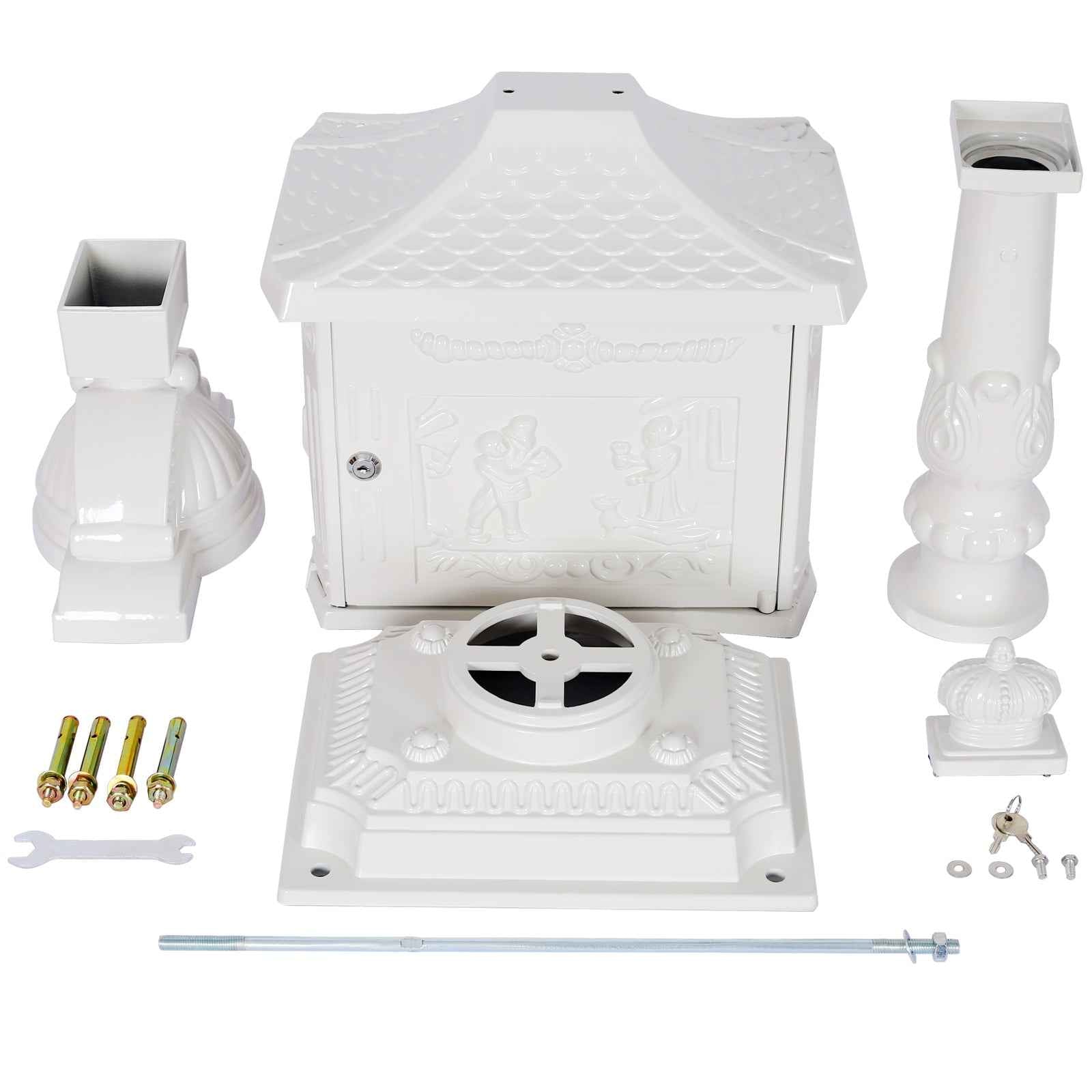 Cast Aluminum Mail Box,Postal Box , Mailbox Color White