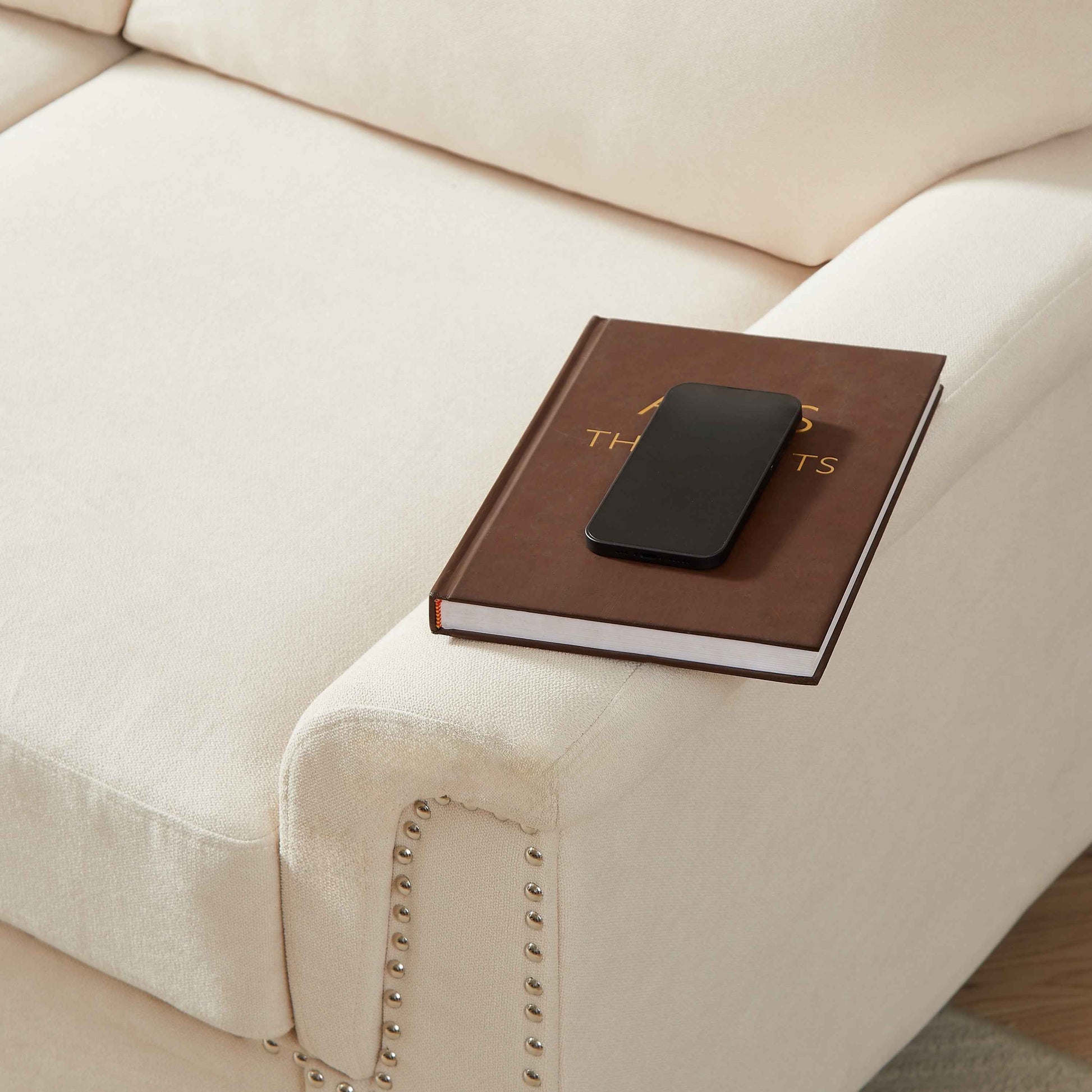 Modern Compressed Snowfleece Fabric 3-Seater Sofa in Beige, High-Density Foam Cushion with Solid Wood and Iron Frame, Ideal for Living Room, Bedroom, Office & Entertainment Spaces
