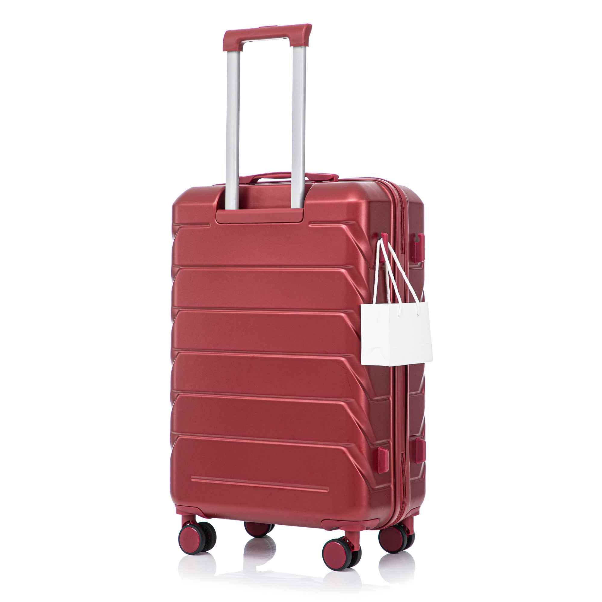 Set 3PCs 20'/24'/28' ABS Spinner Wheel Luggage, Matching Color, with Combination Lock - Wine Red