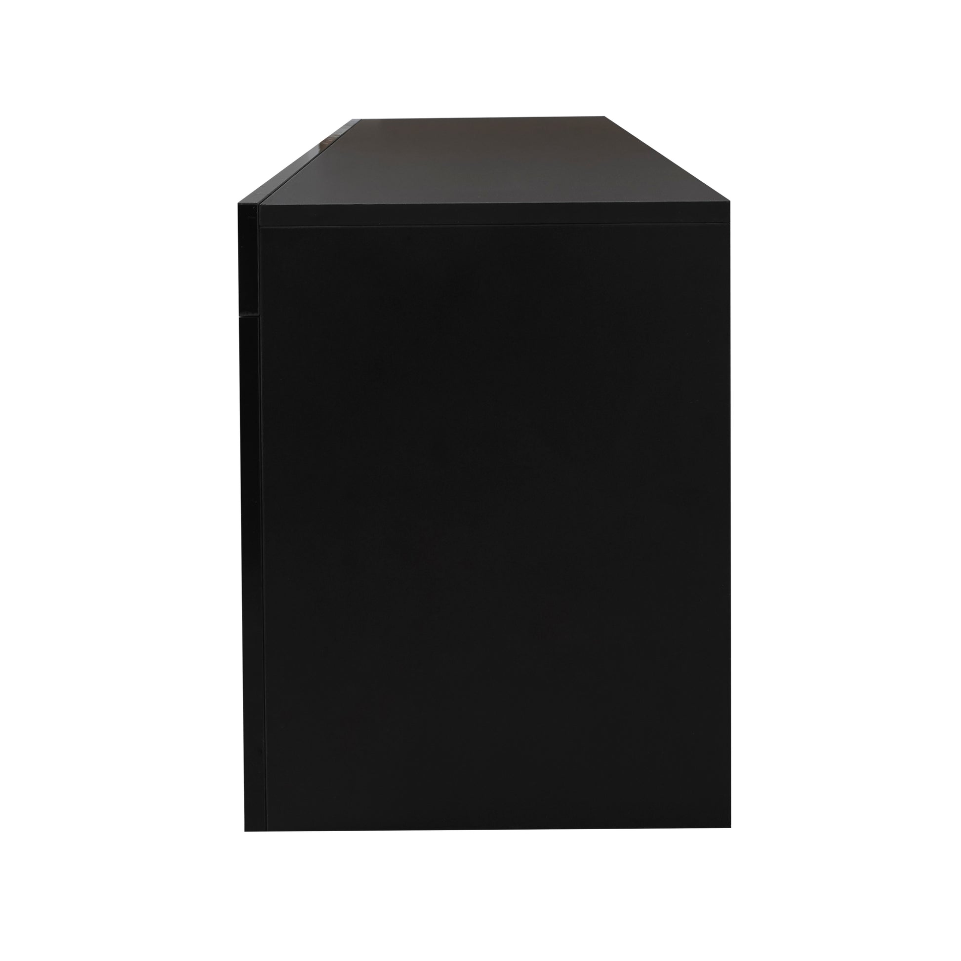 Black TV Stand with LED RGB Lights,Flat Screen TV Cabinet, Gaming Consoles - in Lounge Room, Living Room and Bedroom(Black) - Abrihome