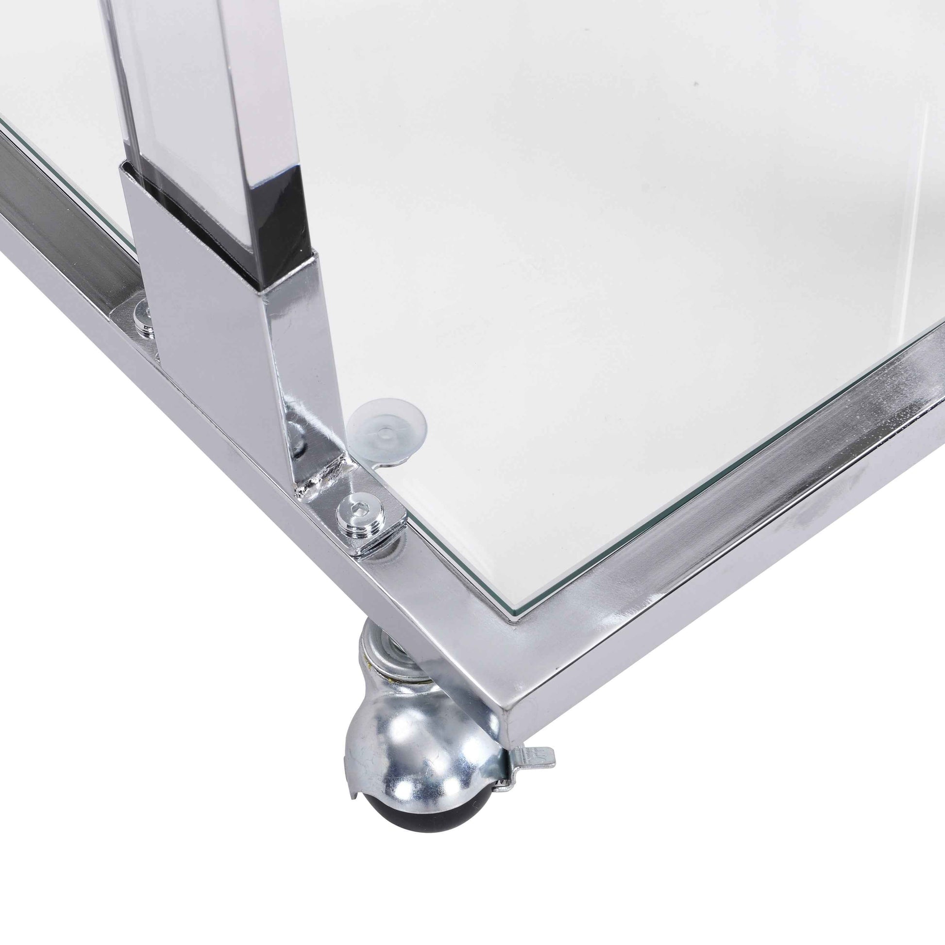 Modern Chrome Glass Side Table with Acrylic and Metal Base for Living Spaces