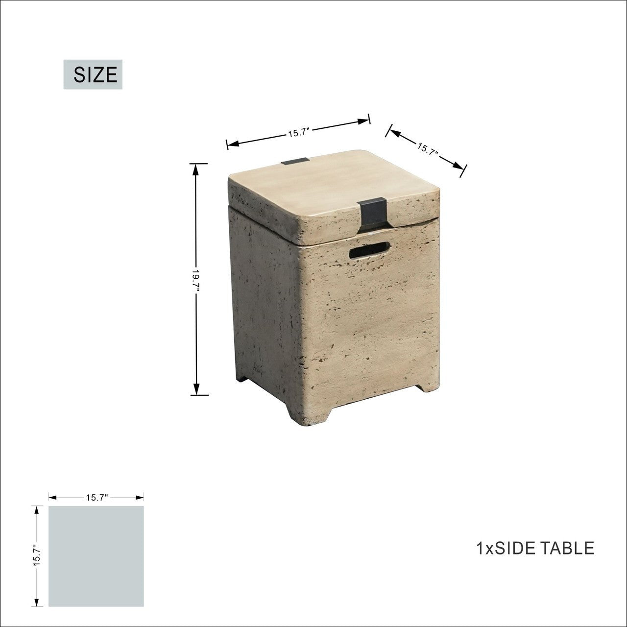 Firepit Table Set with Stainless Steel Ice Bucket & Gas Tank Side Table (PAG-2355) - Direct Wicker