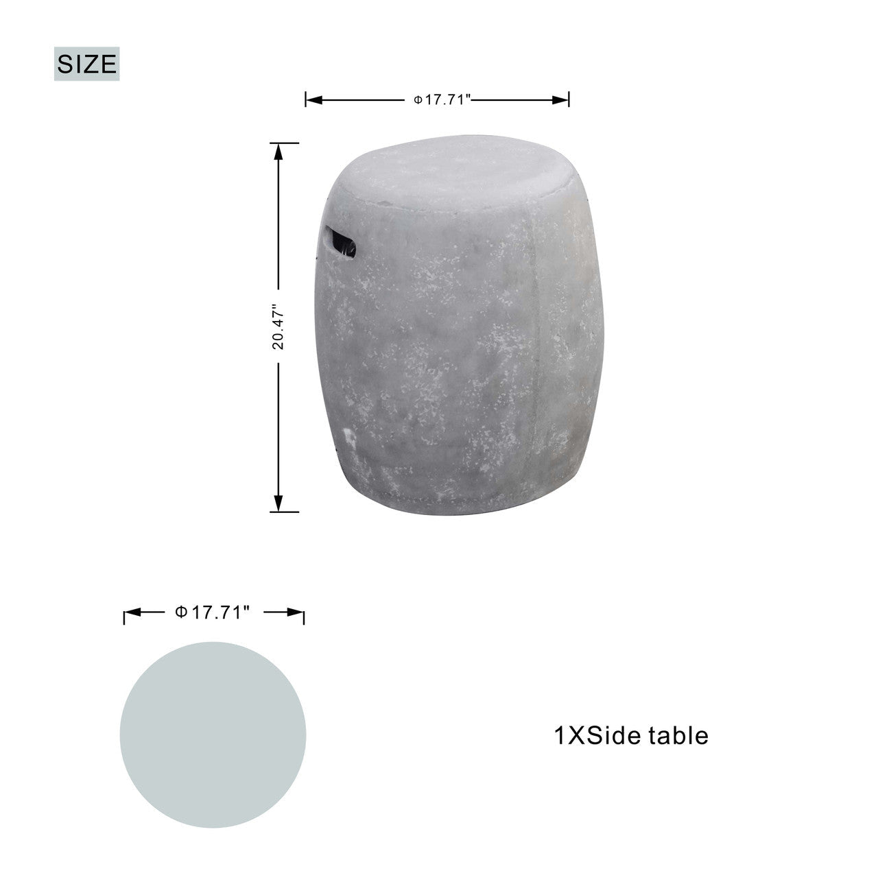 Grey Oval Cement Firepit Table with Gas Cylinder Cover (PAG - 24912) - Direct Wicker