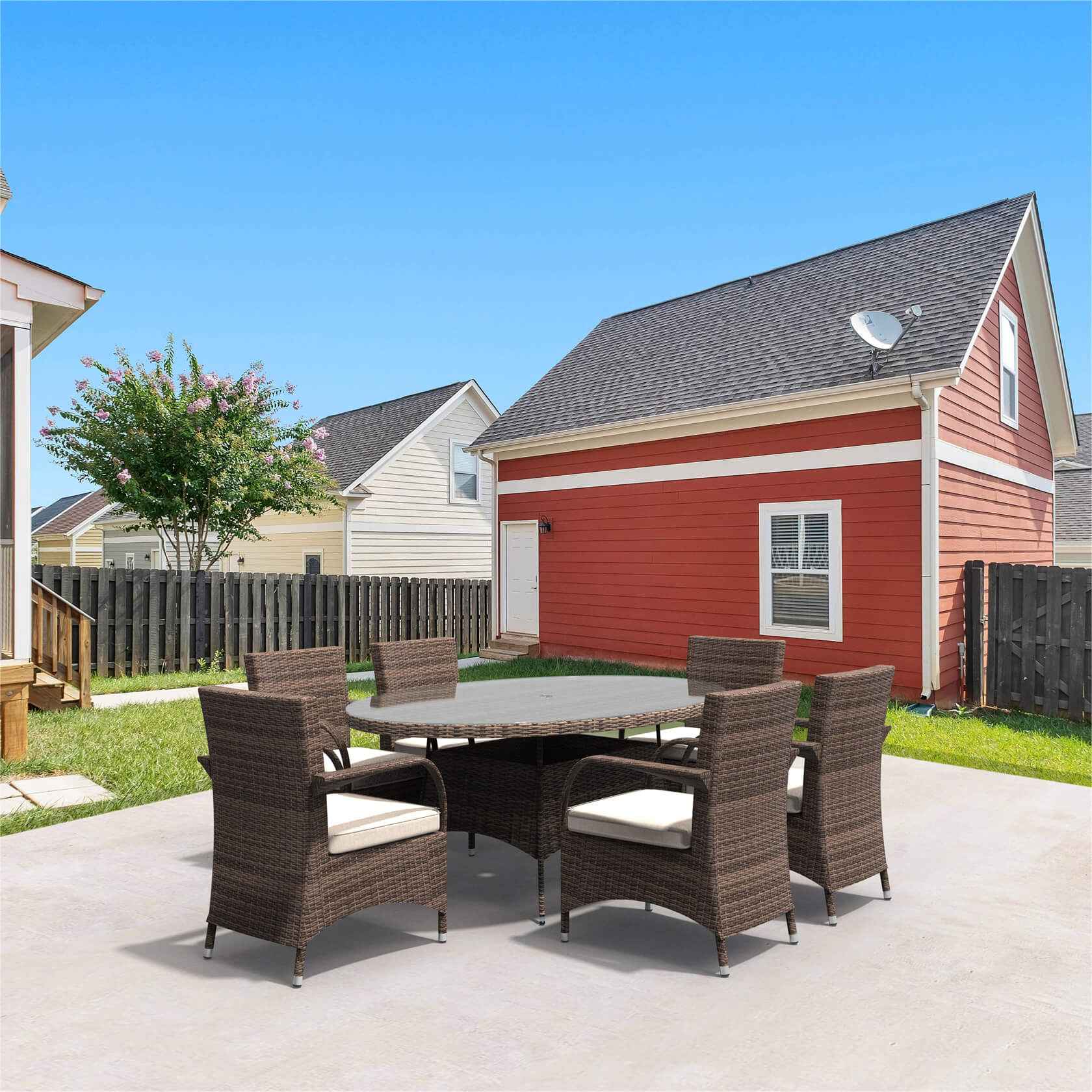 Hampton 6-Seater Outdoor Dining Set – Oval Dining Table (PAD-1713+1122)