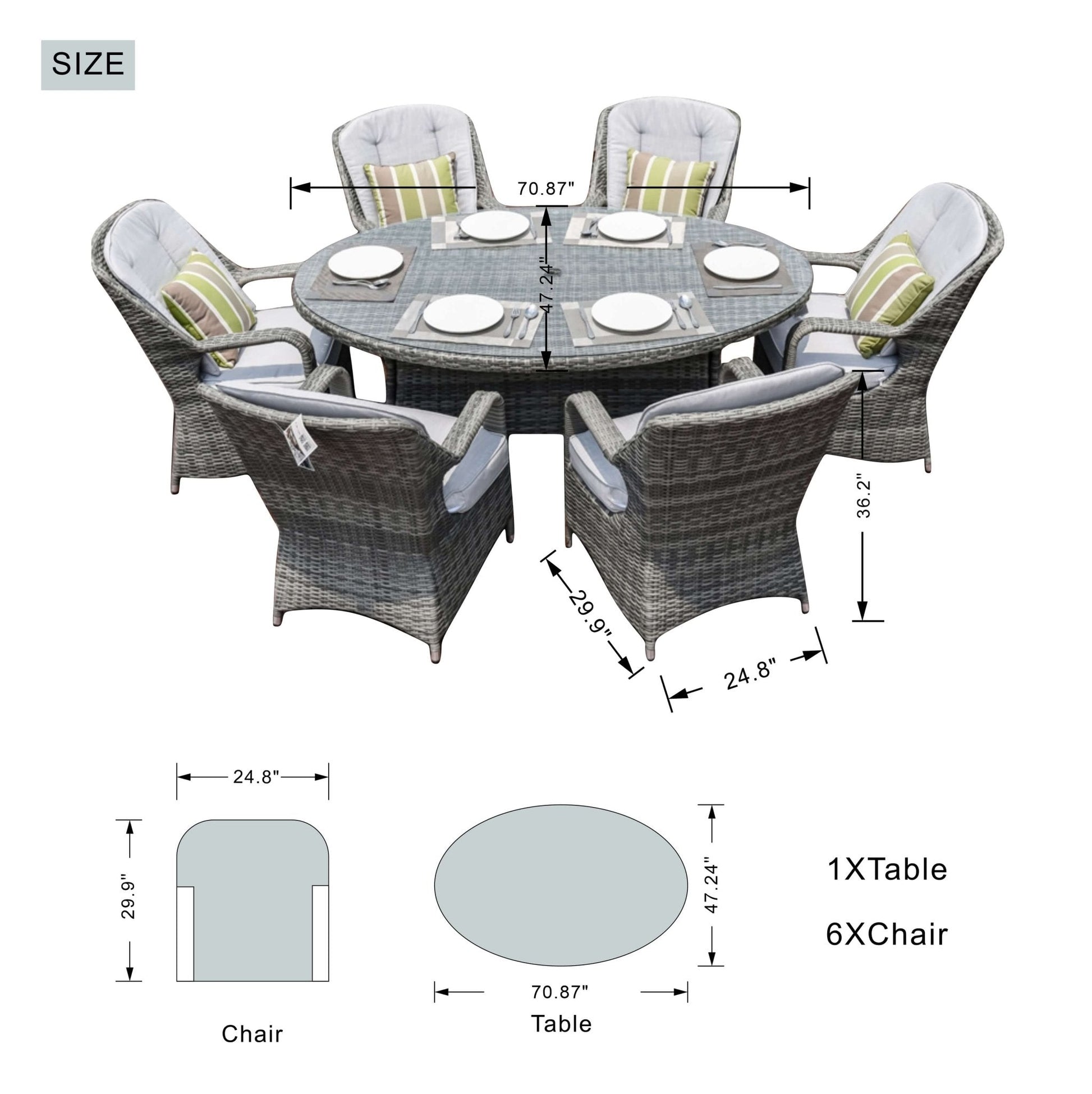 Hampton 6 - Seater Outdoor Dining Set – Oval Dining Table (PAD - 1713+1122) - Direct Wicker