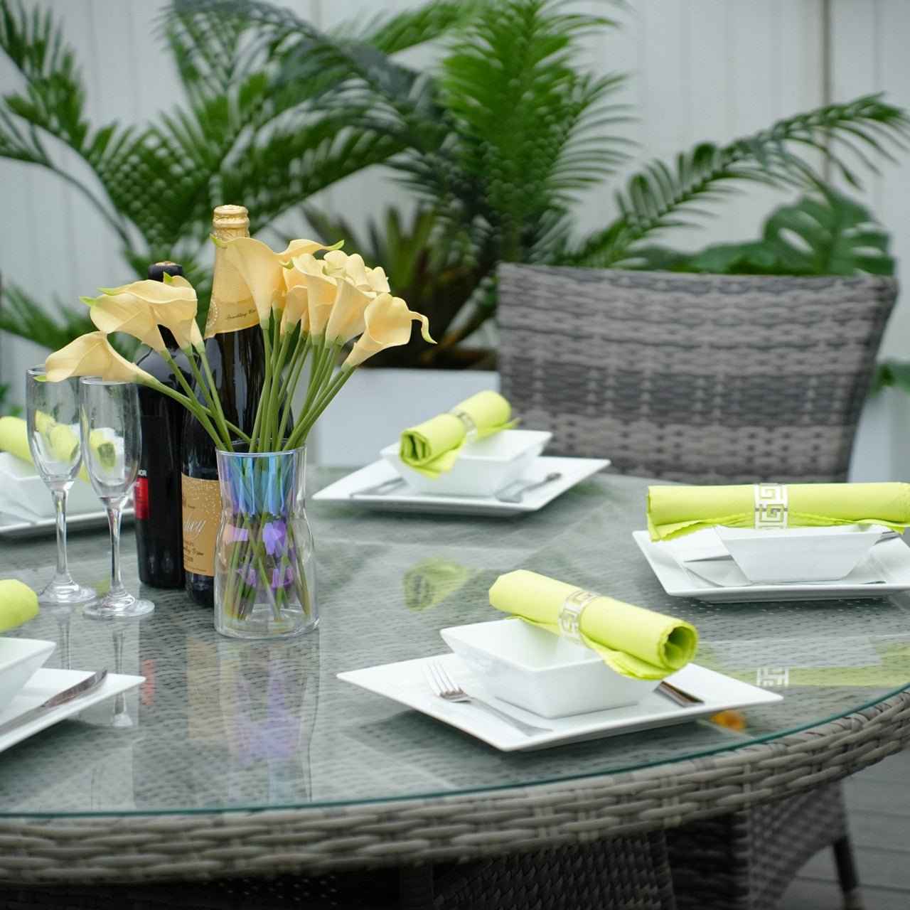 Hampton 6-Seat Outdoor Dining Set - Round Dining Table (PAD-1122)