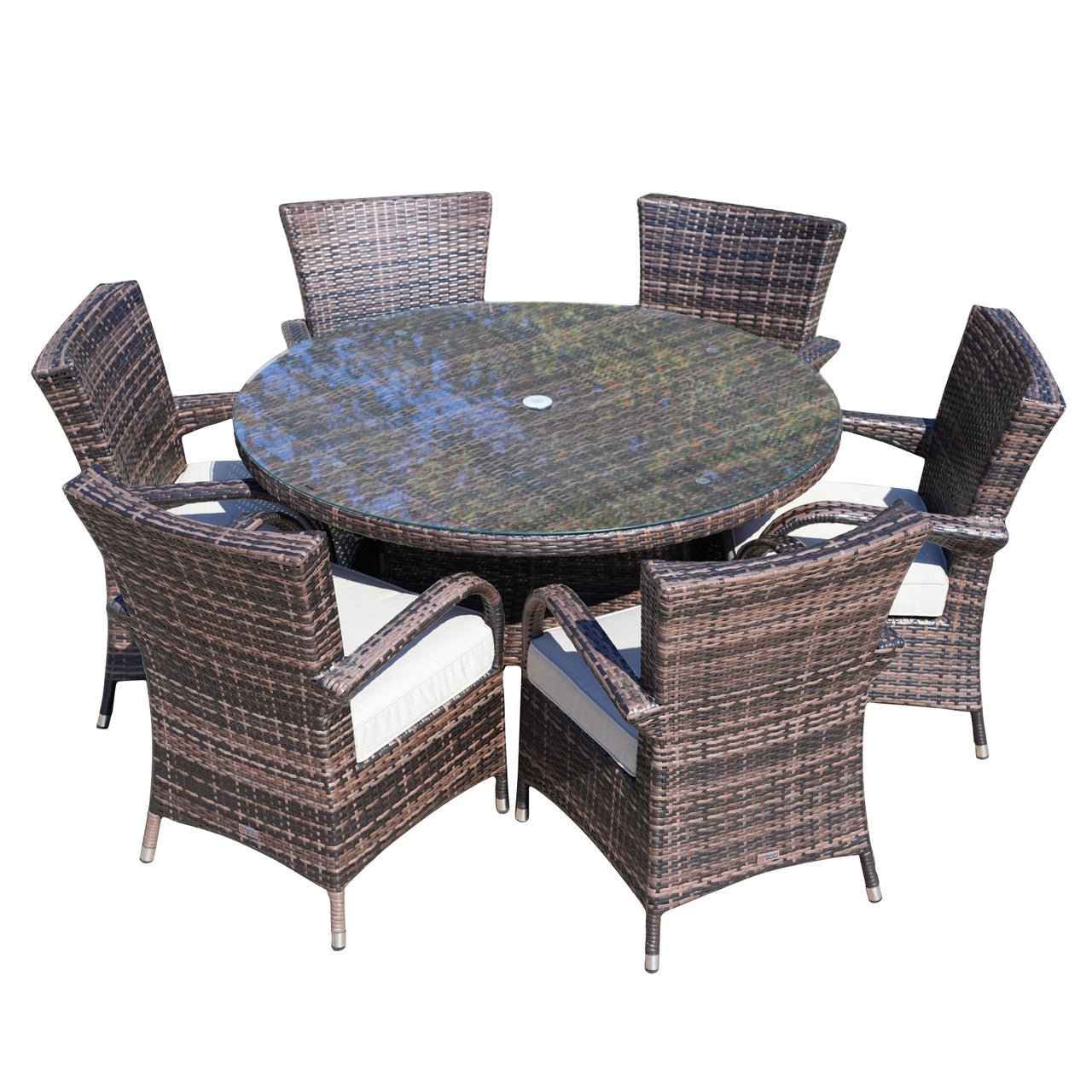 Hampton 6-Seat Outdoor Dining Set - Round Dining Table (PAD-1122)