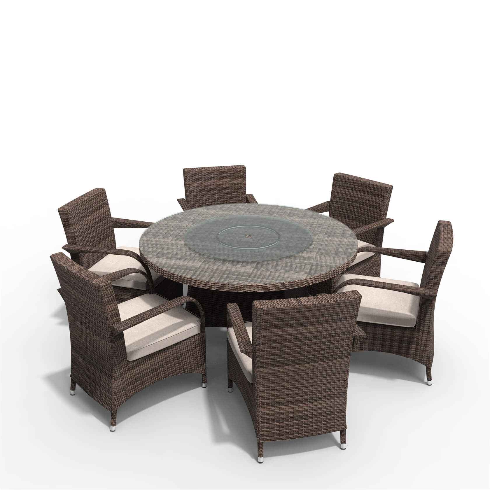 Hampton 6-Seat Outdoor Dining Set - Round Dining Table (PAD-1711+1122)