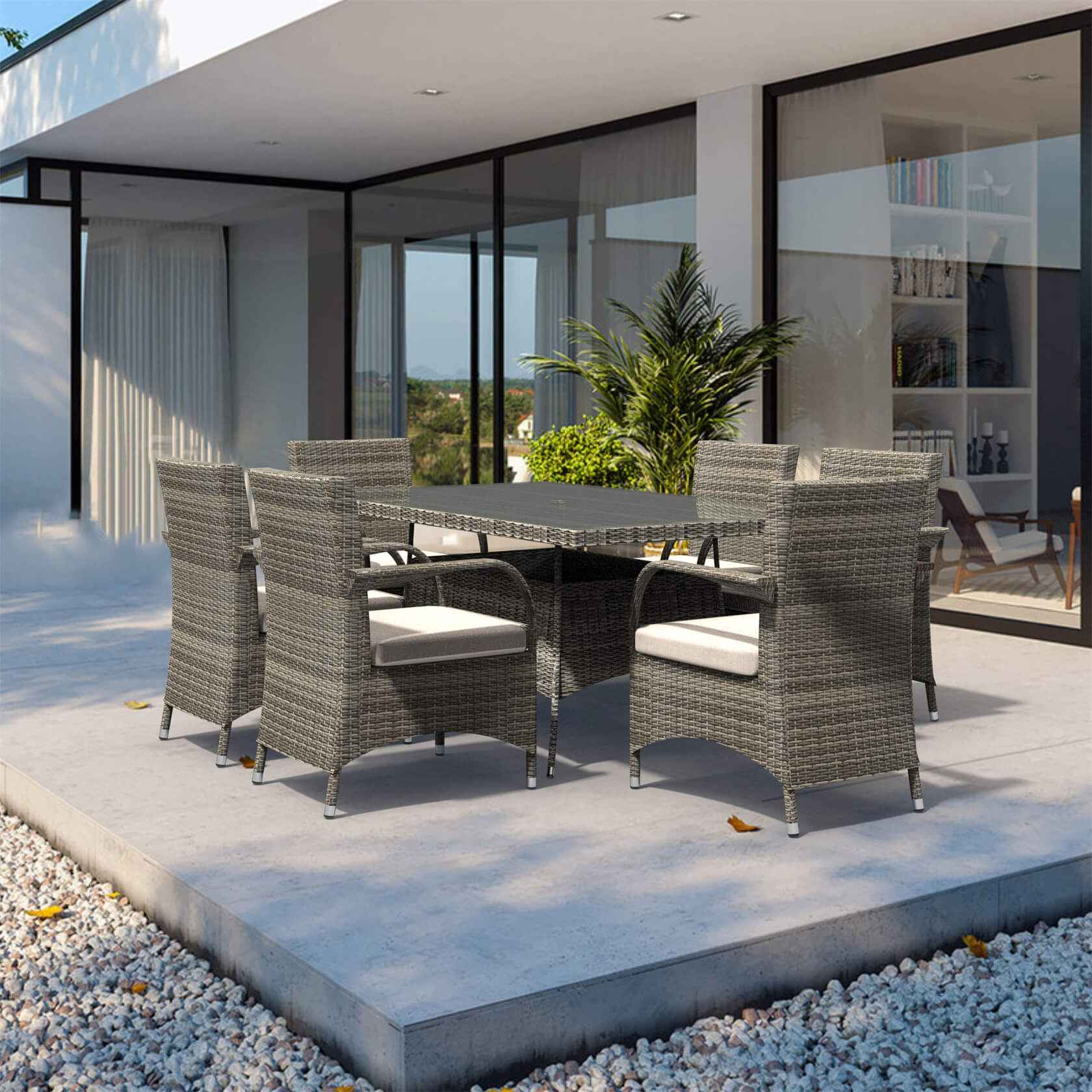 Hampton 6-Seat Outdoor Dining Set with Rectangular Dining Table (PAD-1712+1122)