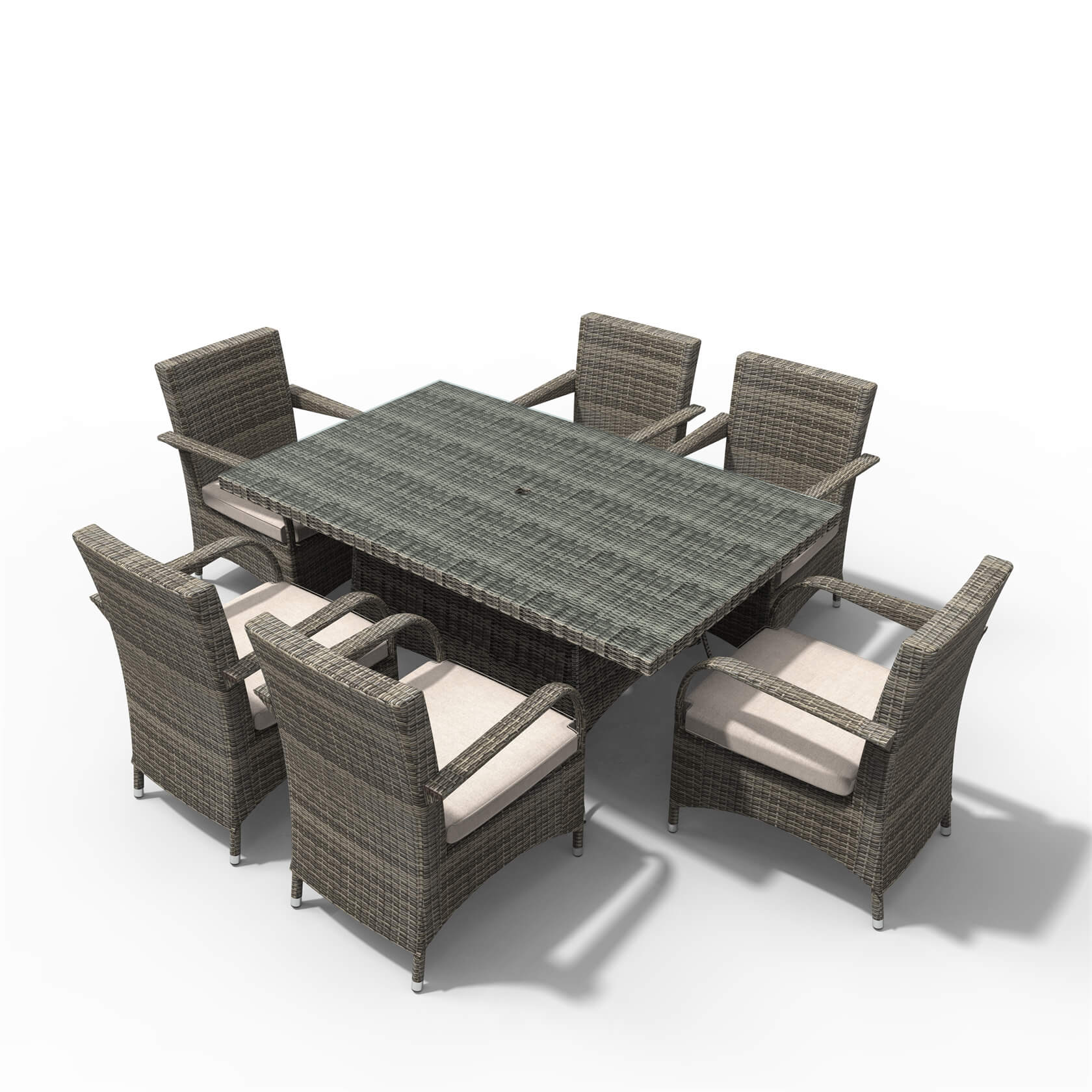 Hampton 6 - Seater Outdoor Dining Set with Rectangular Dining Table (PAD - 1712+1122) - Direct Wicker