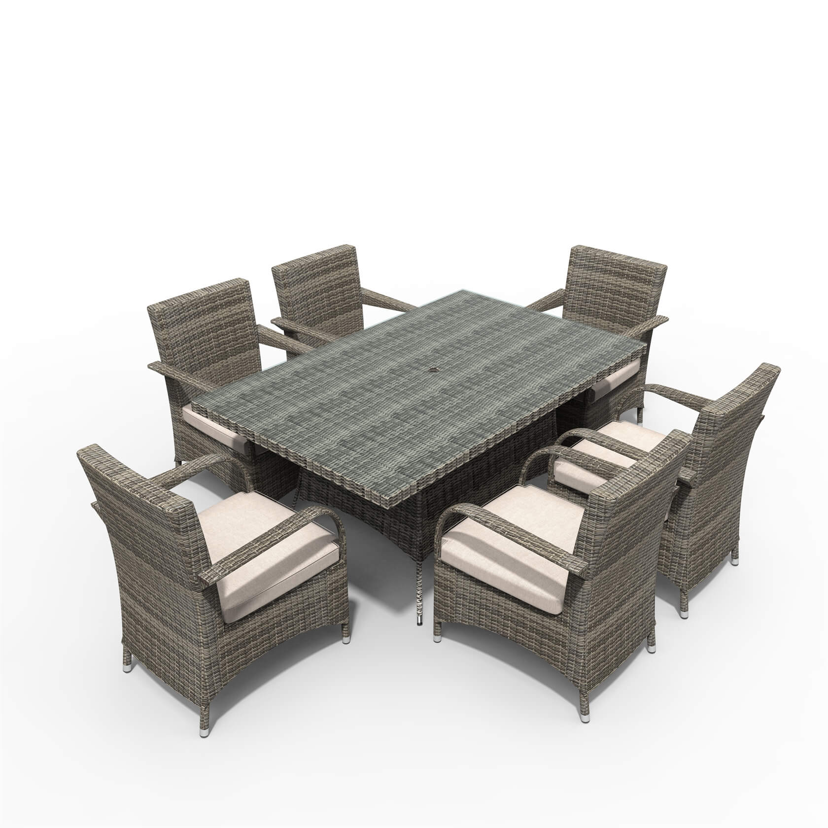 Hampton 6 - Seater Outdoor Dining Set with Rectangular Dining Table (PAD - 1712+1122) - Direct Wicker