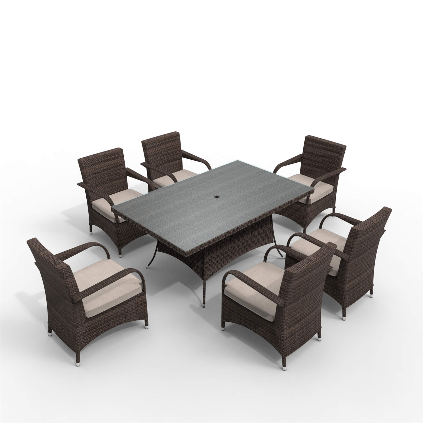 Hampton 6 - Seater Outdoor Dining Set with Rectangular Dining Table (PAD - 1712+1122) - Direct Wicker