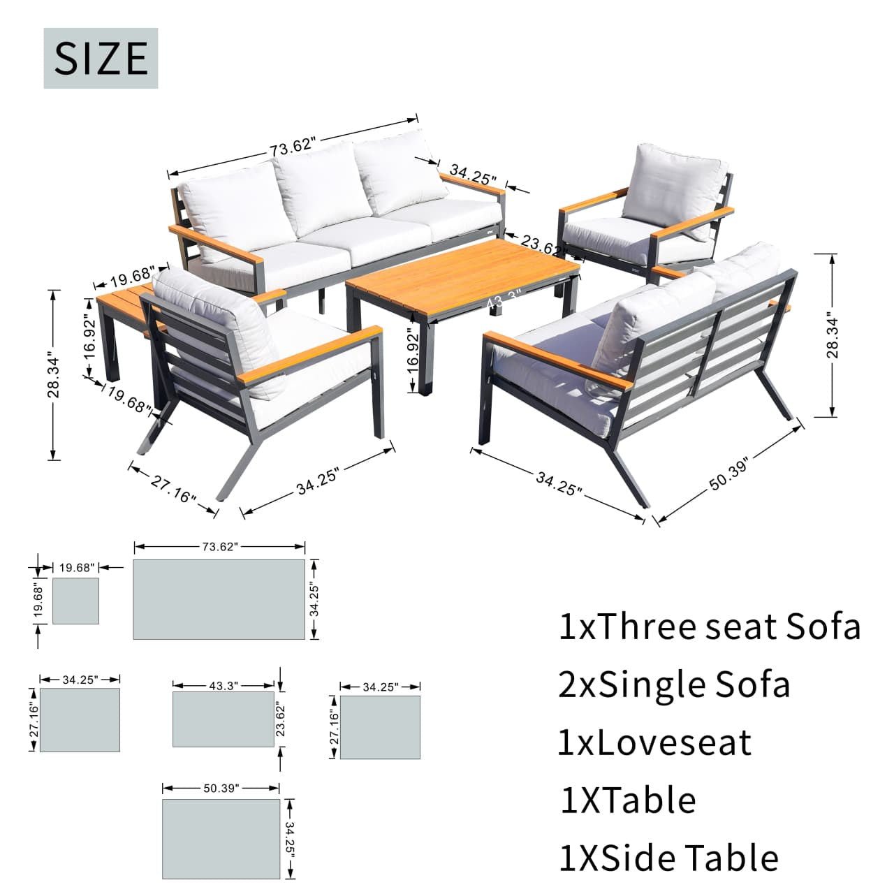 Heidi 5 - Seater Conversation Sofa Set (PAS - 2481) - Direct Wicker