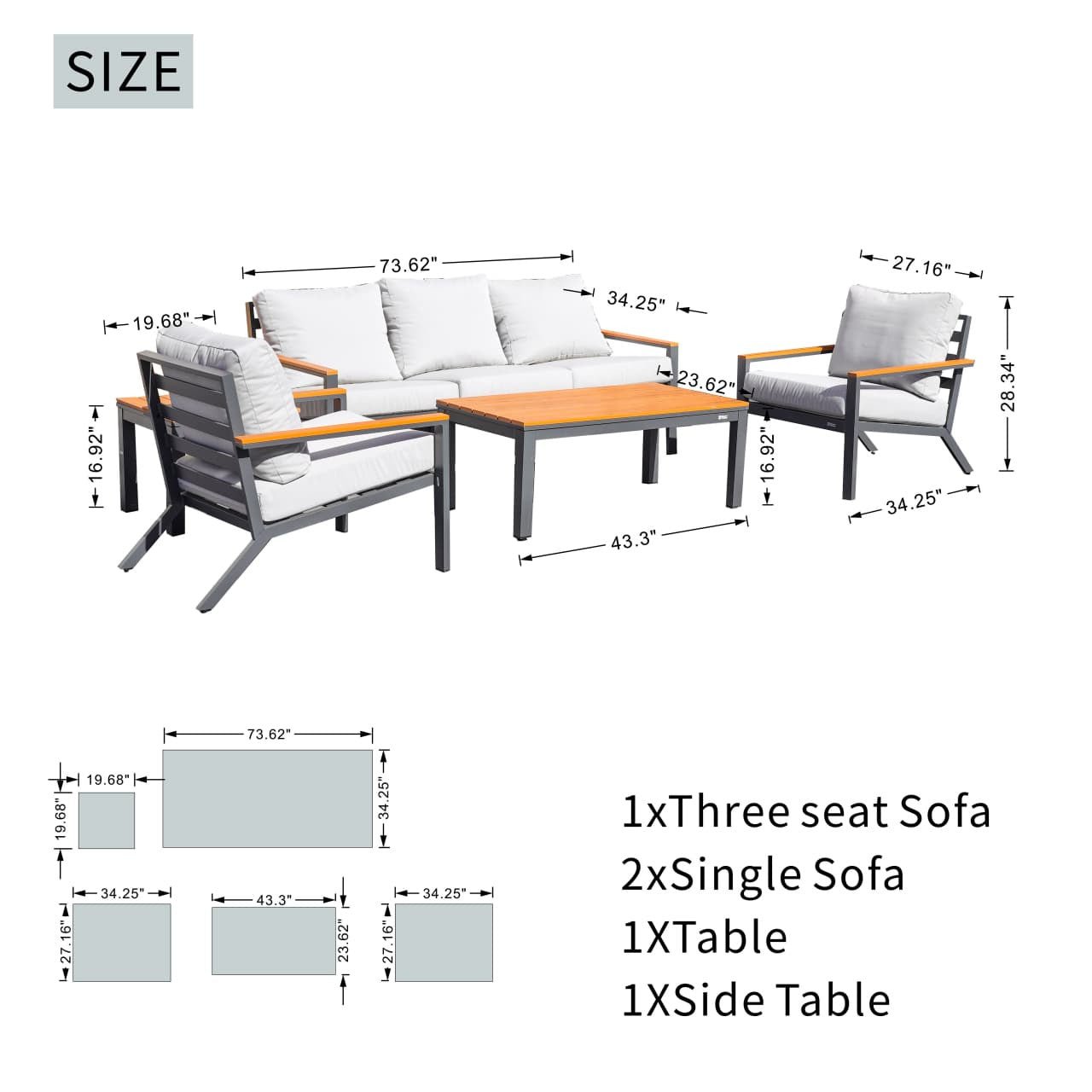 Heidi 5 - Seater Conversation Sofa Set (PAS - 2481) - Direct Wicker