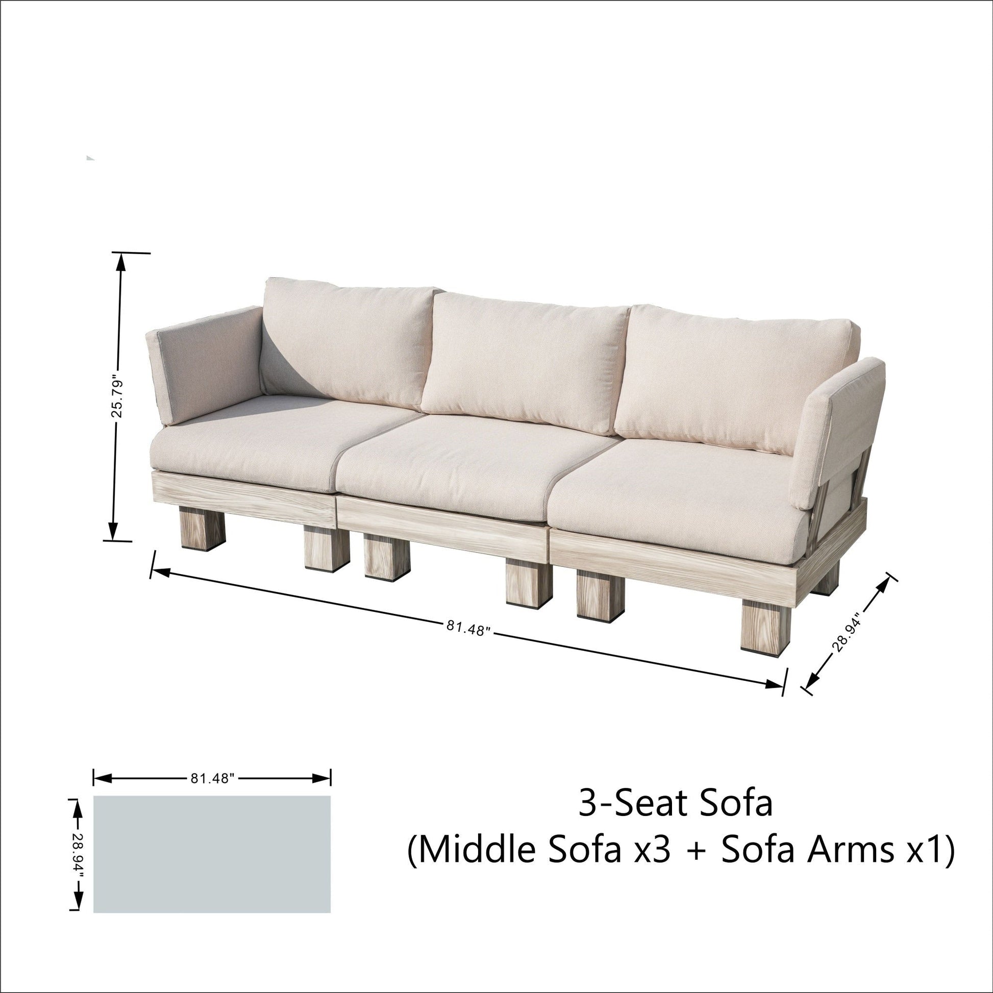 Monterey Modular 5 - Seater Sofa Set (PAS - 2510 - 5S - SET) - Direct Wicker