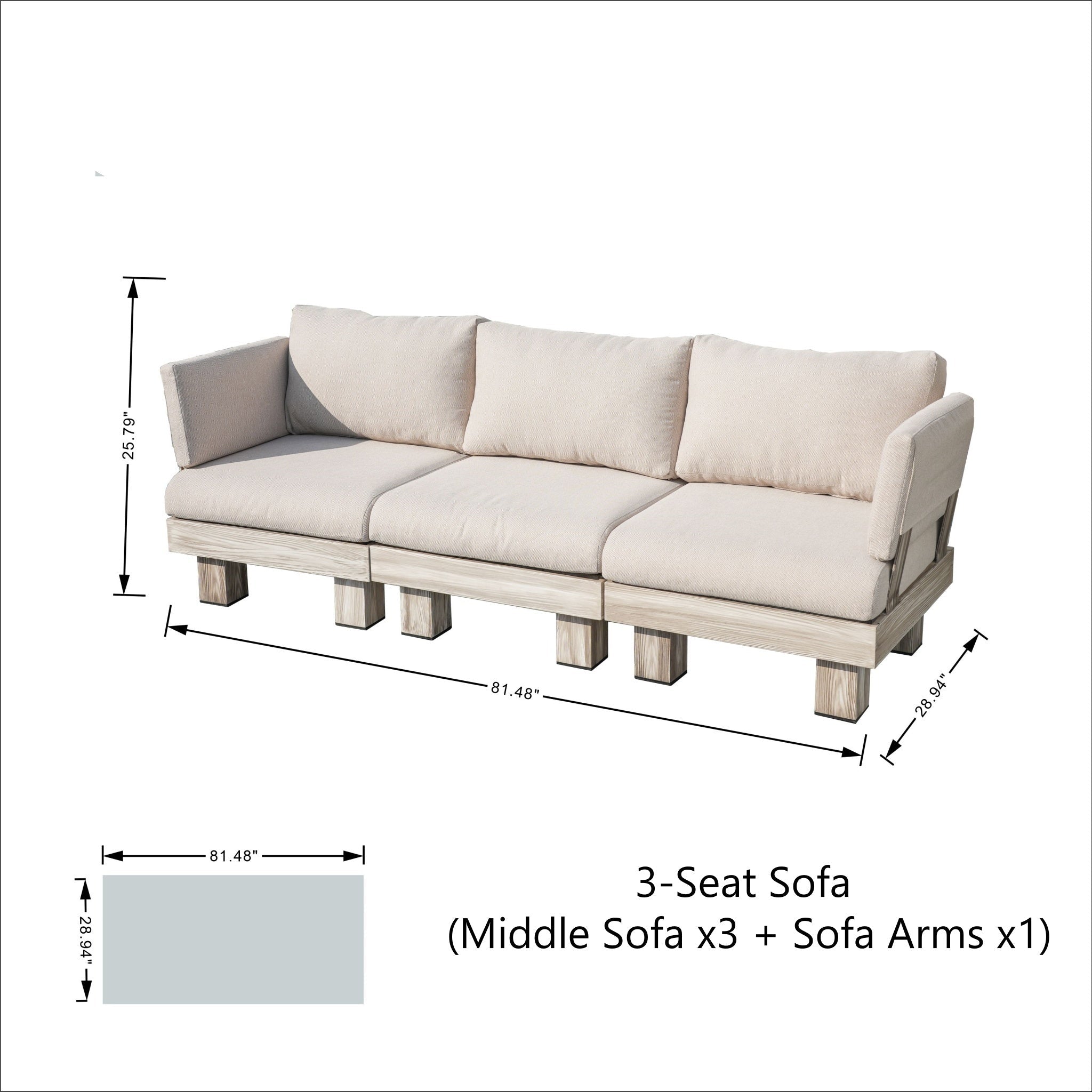 Monterey Modular 5 - Seater Sofa Set (PAS - 2510 - 5S - SET) - Direct Wicker