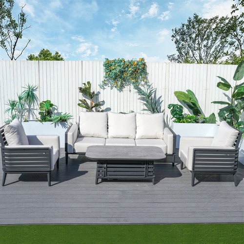 New Aluminum Exposed Tube High-End 5-Seat Sofa Set (PAS-2350TS） - Direct Wicker