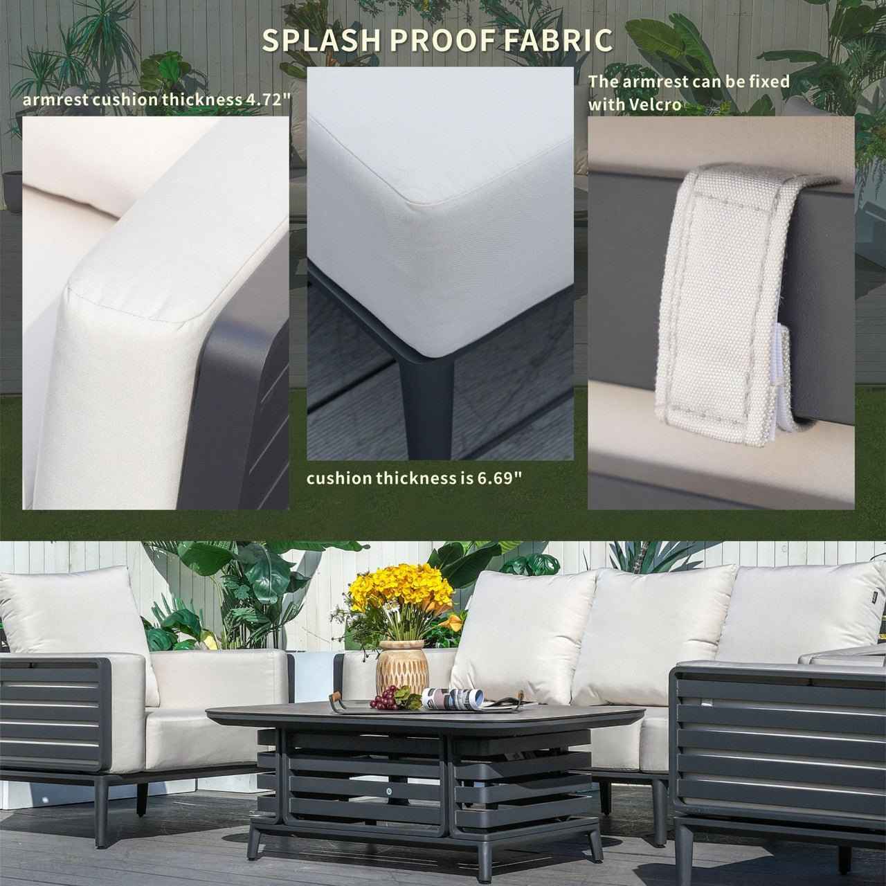 New Aluminum Exposed Tube High-End 5-Seat Sofa Set (PAS-2350TS）