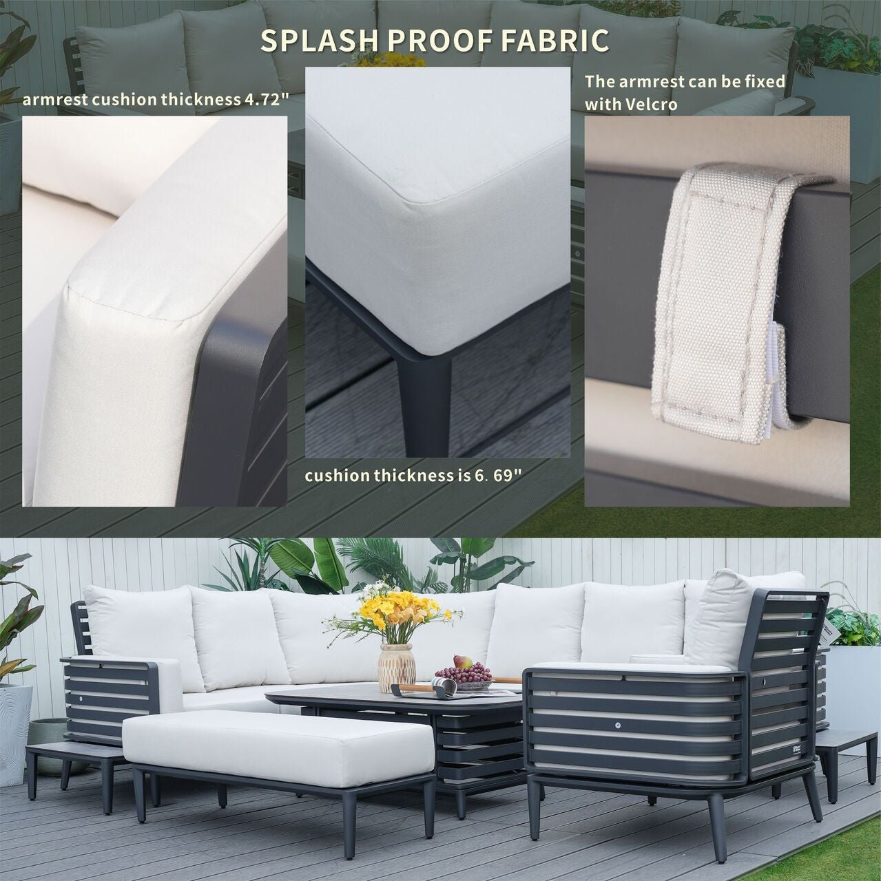 New Aluminum Exposed Tube High - End 8 - Seat Sofa Set (PAS - 2351+2352) - Direct Wicker