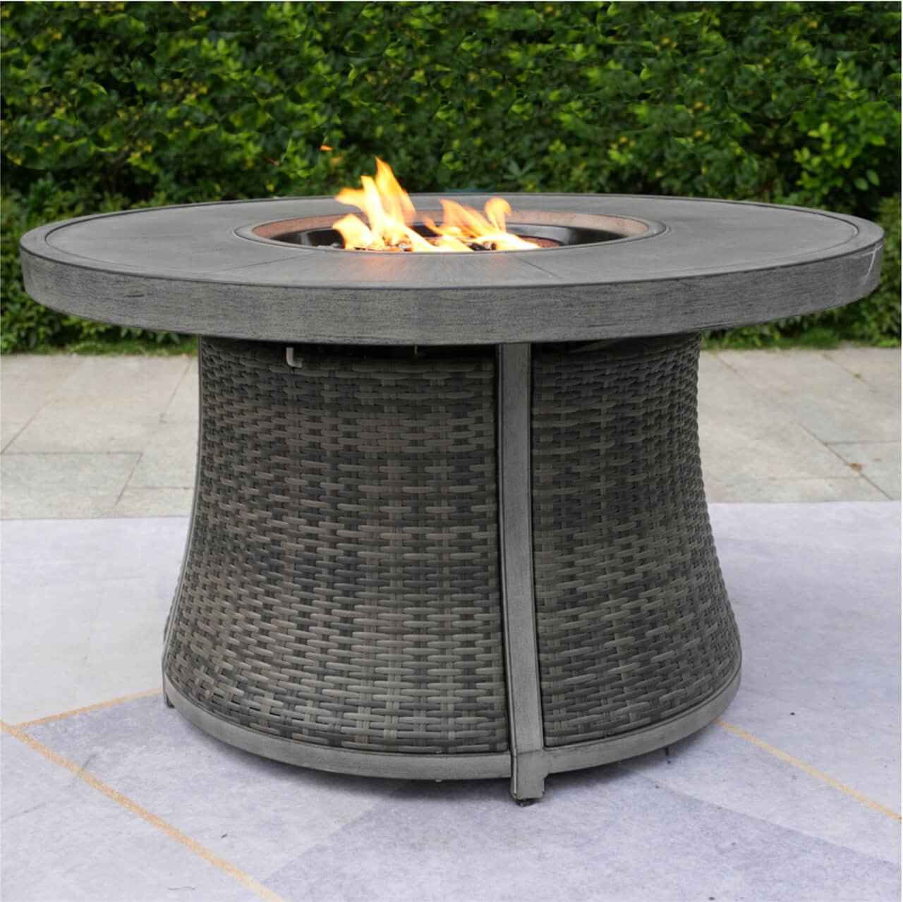 Outdoor 42" Round Gas Fire Pit Table – Aluminum Frame & Rattan Base (G3R521E)