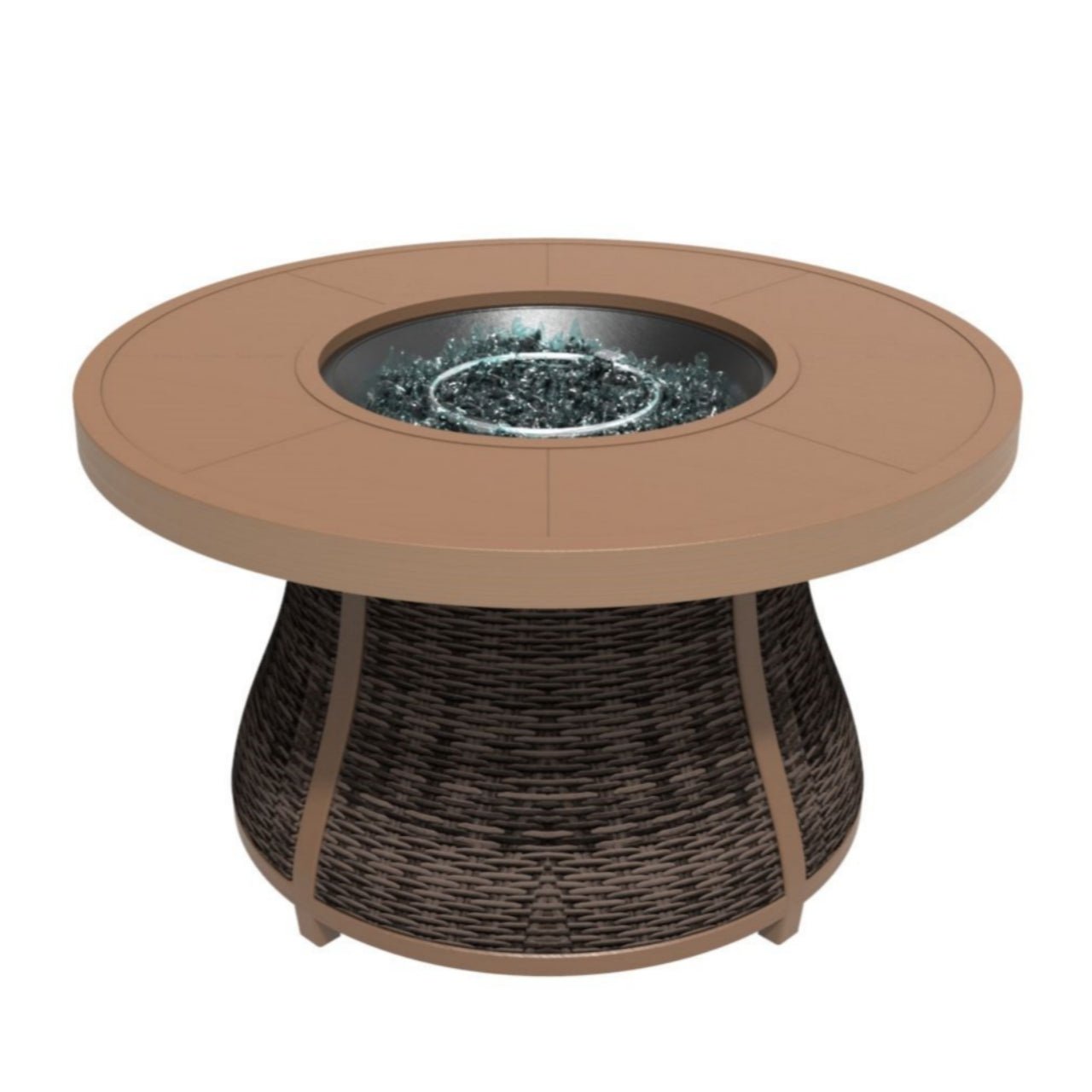 Outdoor 42" Round Gas Fire Pit Table – Aluminum Frame & Rattan Base (G3R521E) - Direct Wicker