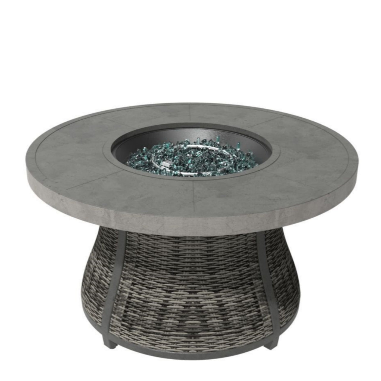 Outdoor 42" Round Gas Fire Pit Table – Aluminum Frame & Rattan Base (G3R521E) - Direct Wicker