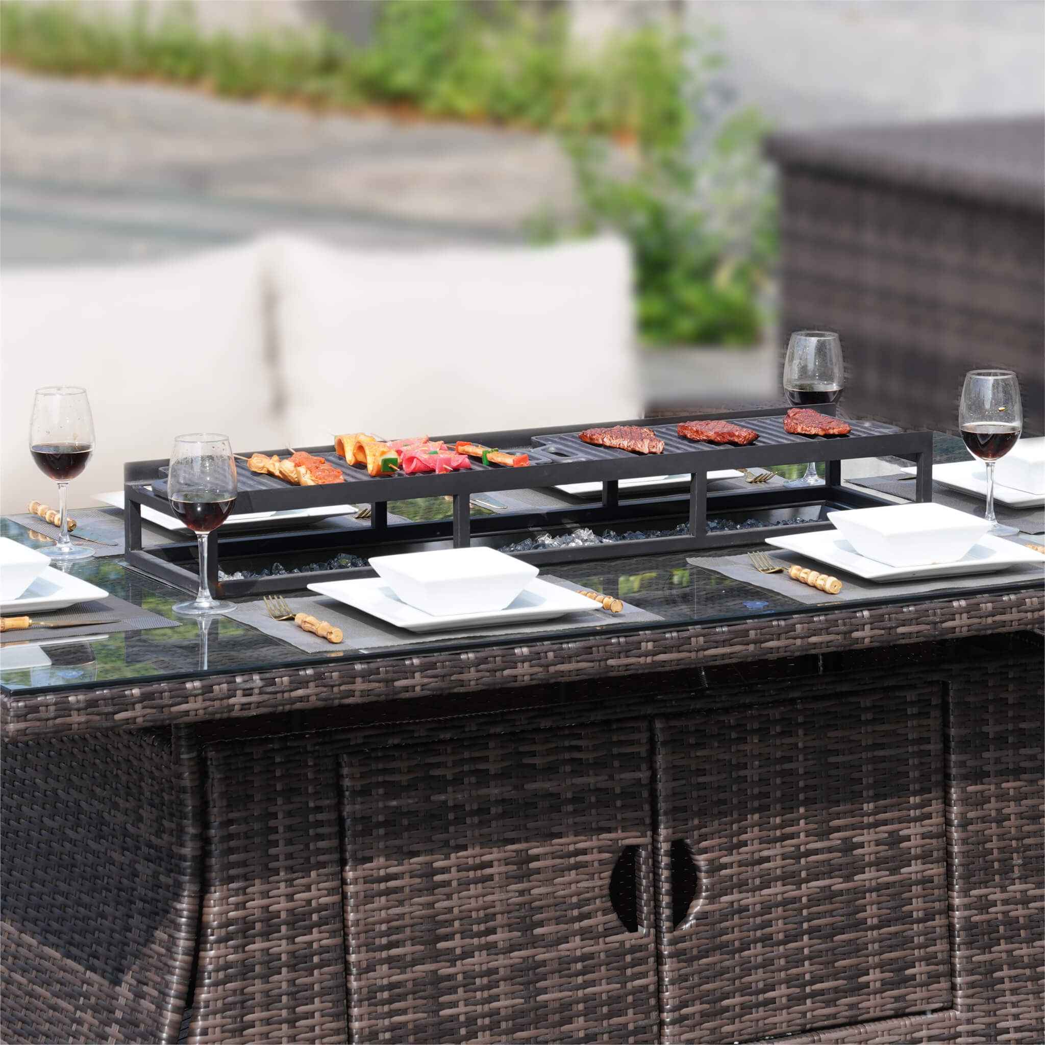 Outdoor BBQ Grill Shelf Set-Includes Grill Rack and 2 Pans for PAG-1106 Firepit Tables  (PAB-001)