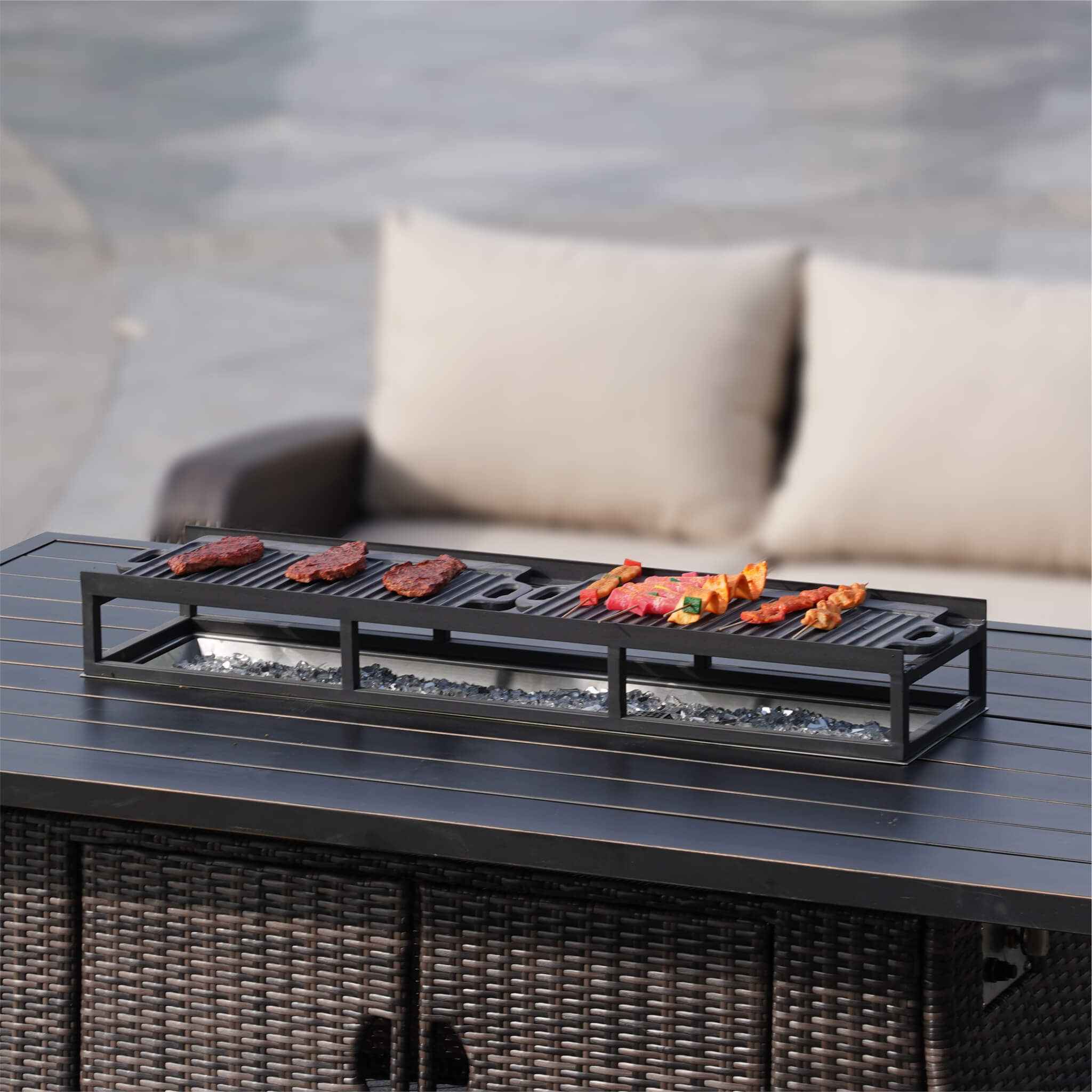 Outdoor BBQ Grill Shelf Set-Includes Grill Rack and 2 Pans for PAG-1106 Firepit Tables  (PAB-001)